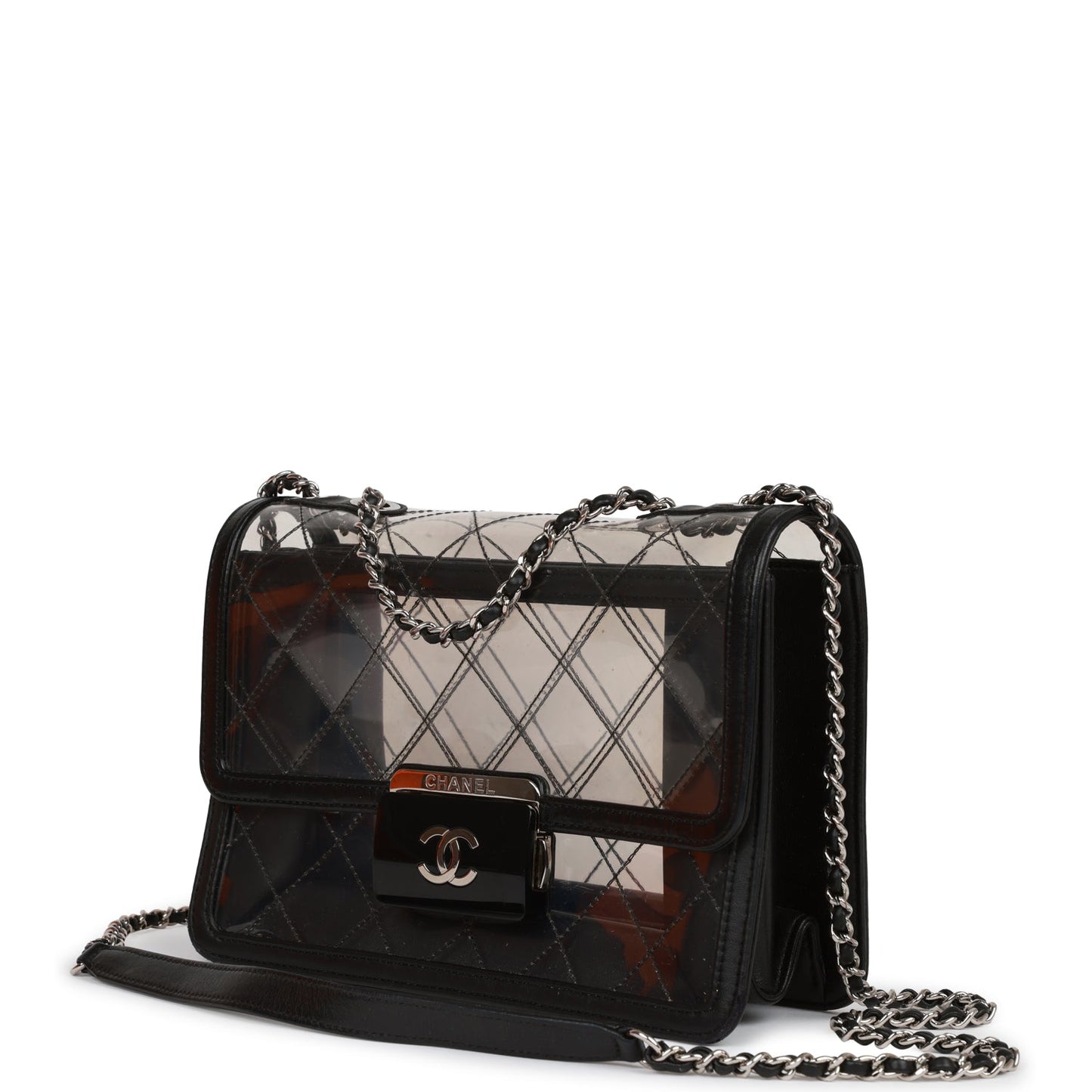 Chanel Naked Beauty Lock Flap Bag PVC Silver Hardware