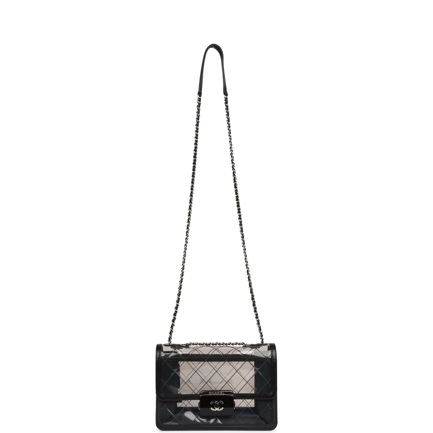 Chanel Naked Beauty Lock Flap Bag PVC Silver Hardware