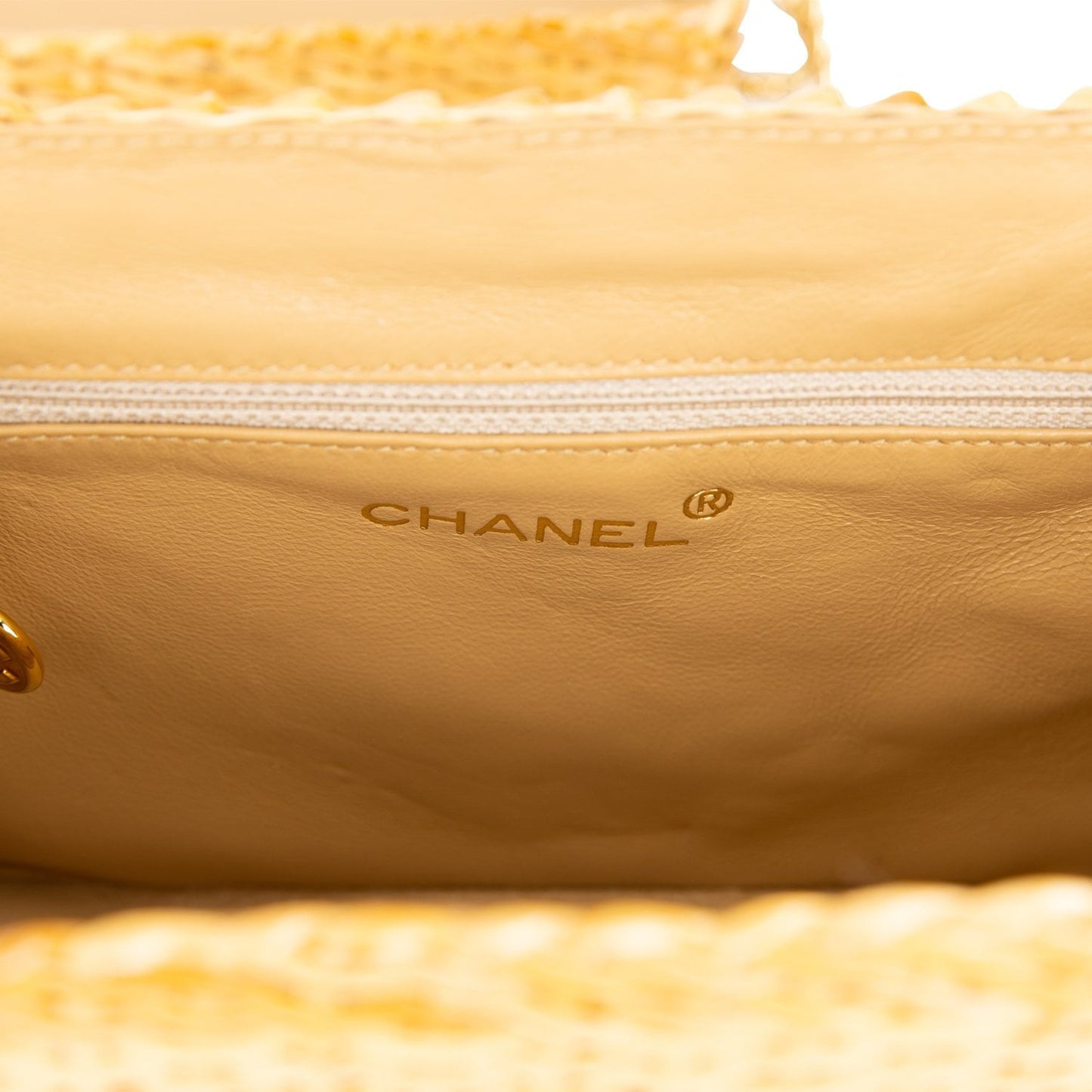 Chanel Vintage Small Picnic Basket Bag Natural Wicker Gold Hardware