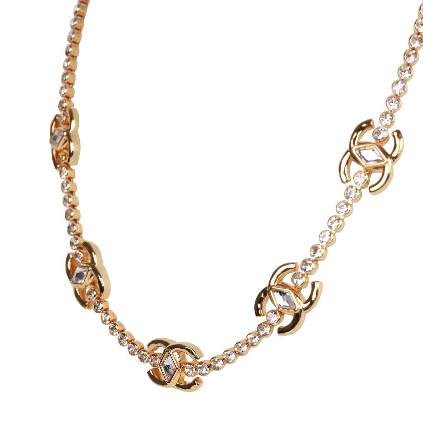 Chanel Faux Gold Crystal CC Choker Necklace