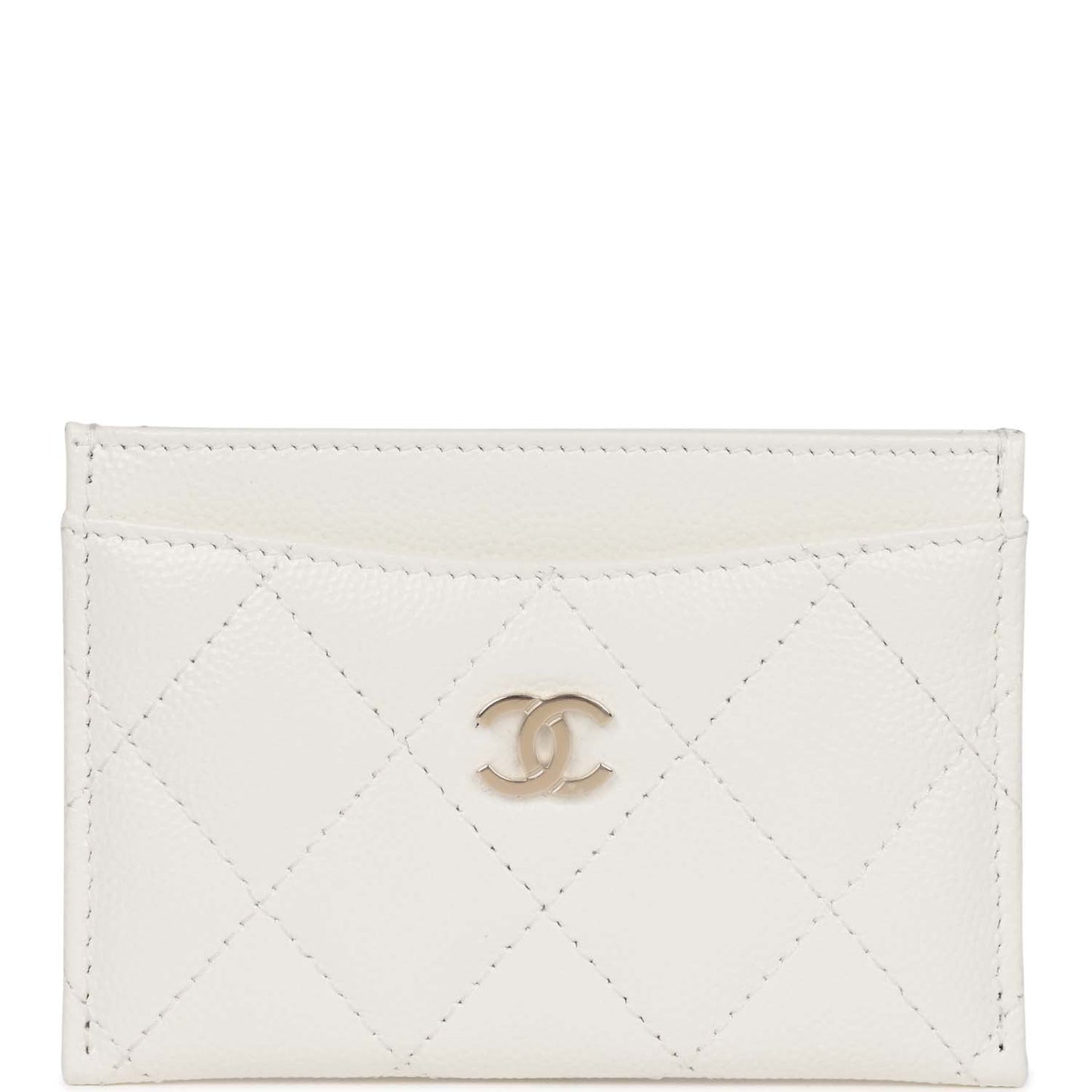 Chanel Card Holder Wallet White Caviar Light Gold Hardware