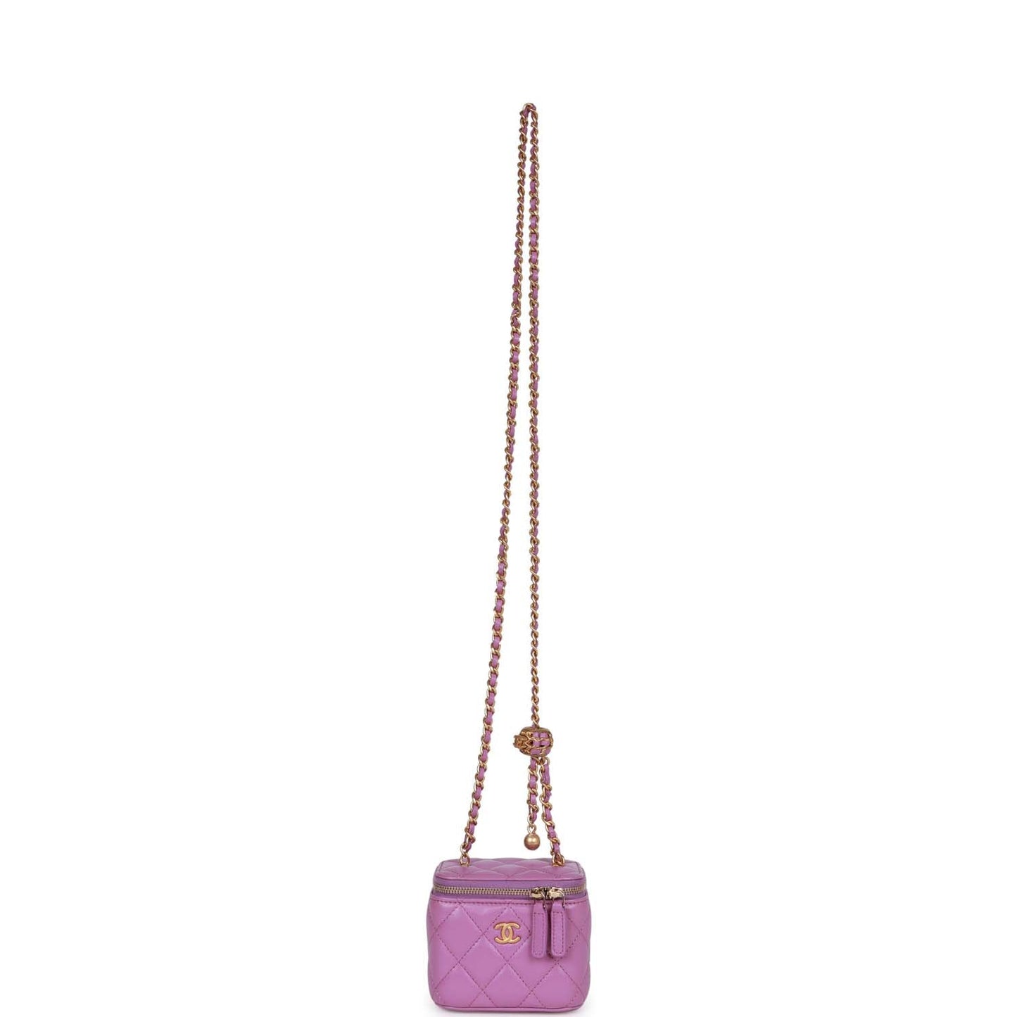 Chanel Small Classic CC Vanity Case Purple Lambskin Gold Hardware