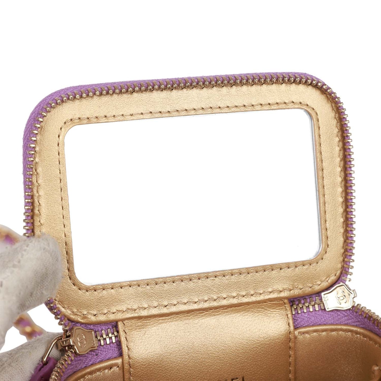 Chanel Small Classic CC Vanity Case Purple Lambskin Gold Hardware