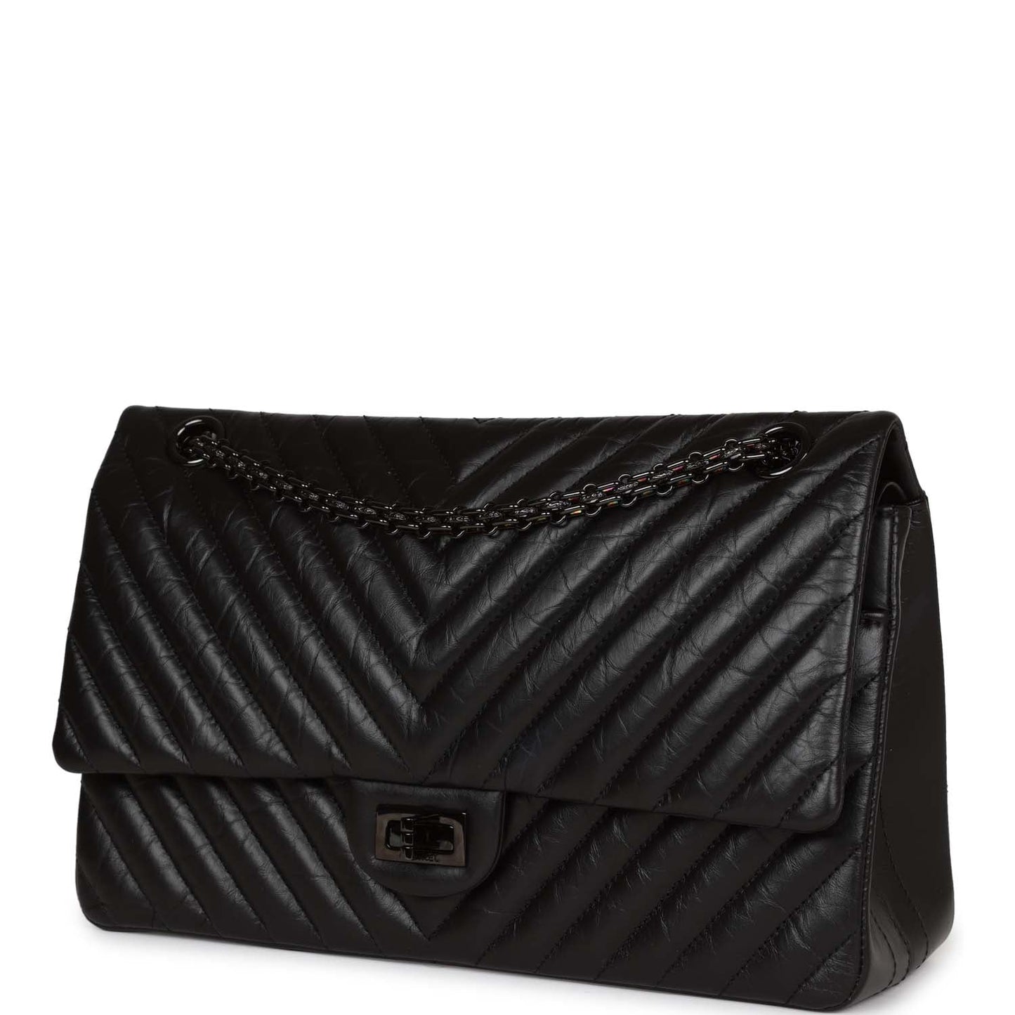 Chanel 226 Reissue 2.55 SO Black Chevron Calfskin Black Hardware