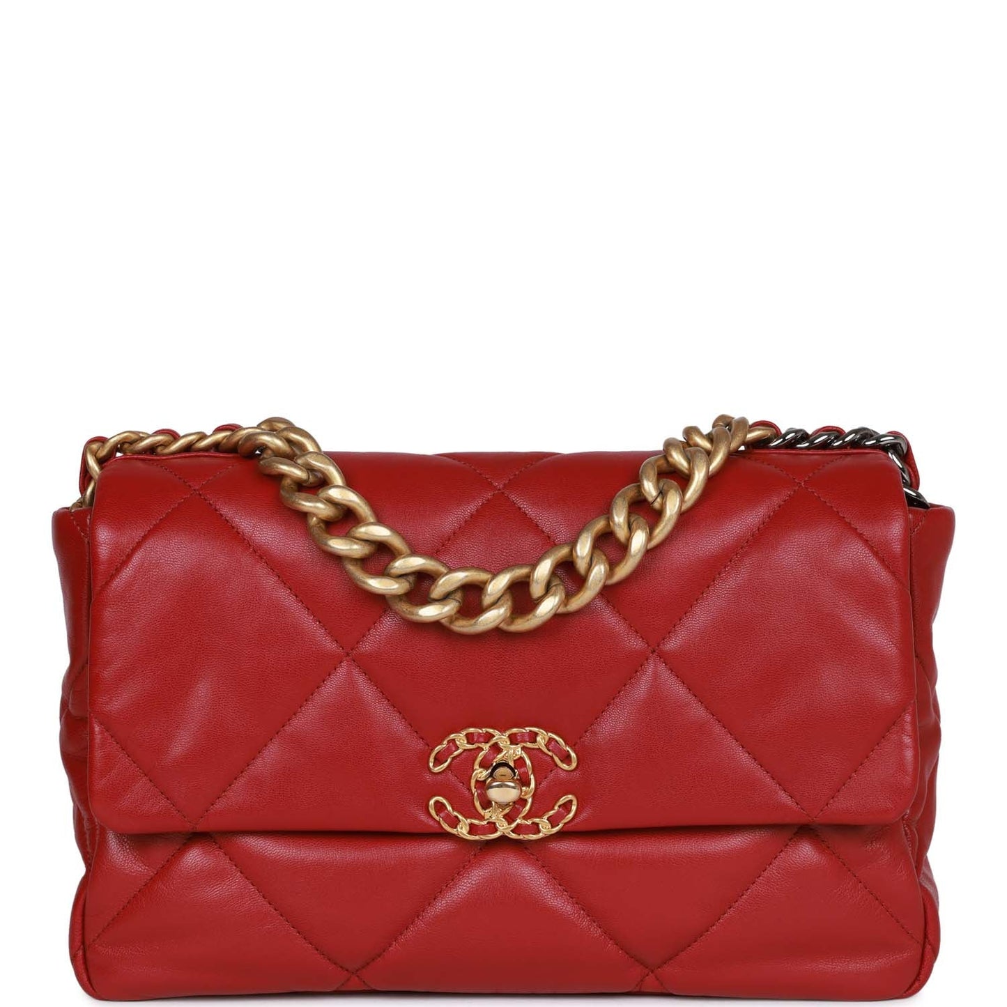 Chanel Medium 19 Flap Bag Red Calfskin Mixed Hardware