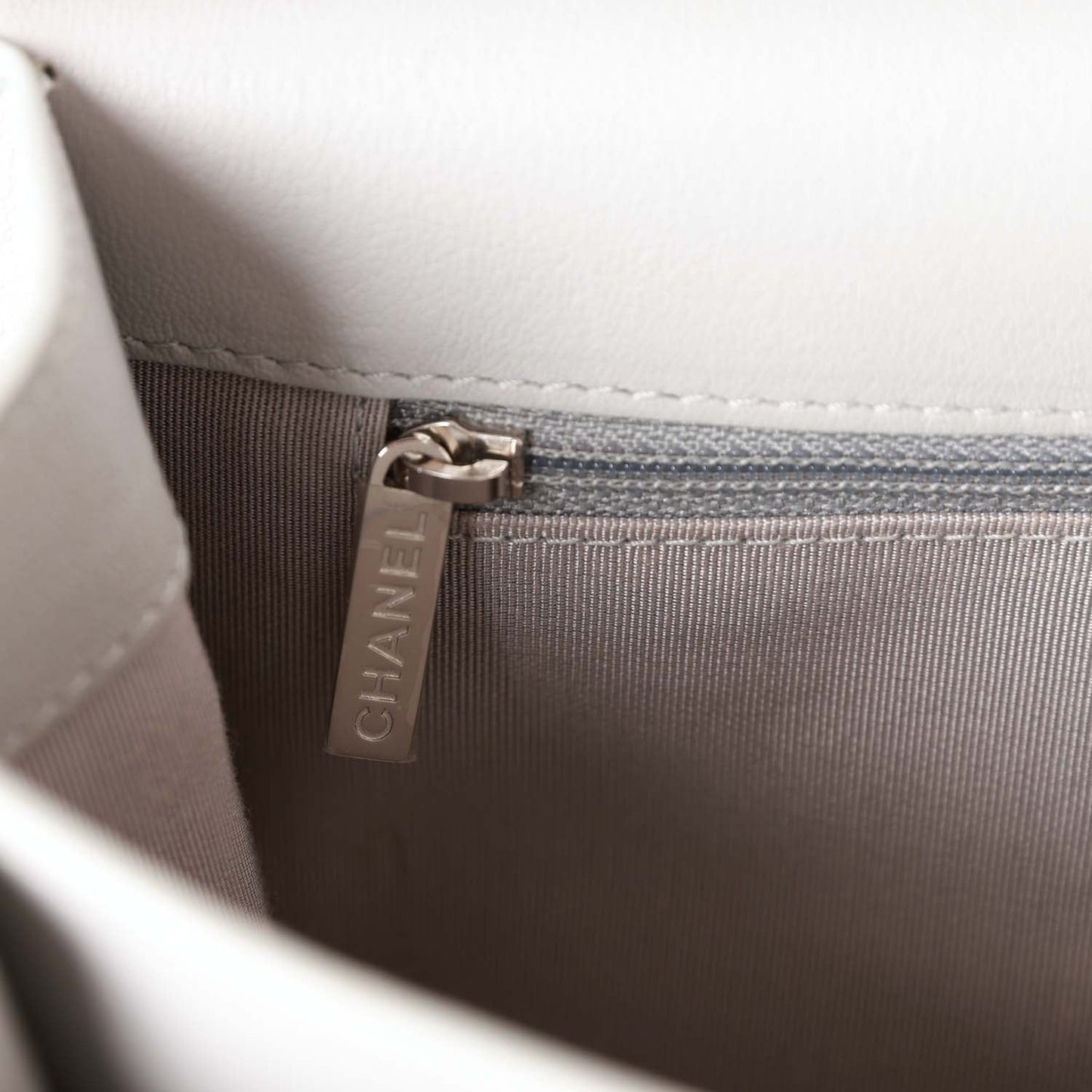Chanel Companion Flap Bag Grey Goatskin Silver Hardware