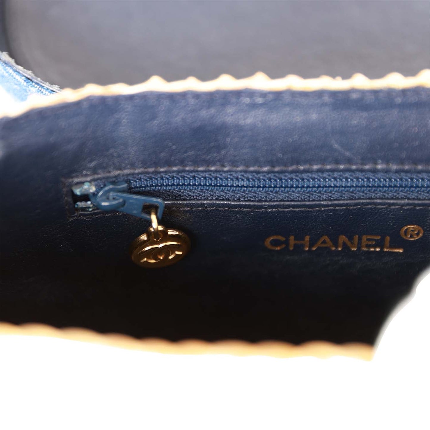 Chanel Vintage Basket Bag Denim and Rattan Wicker Gold Hardware