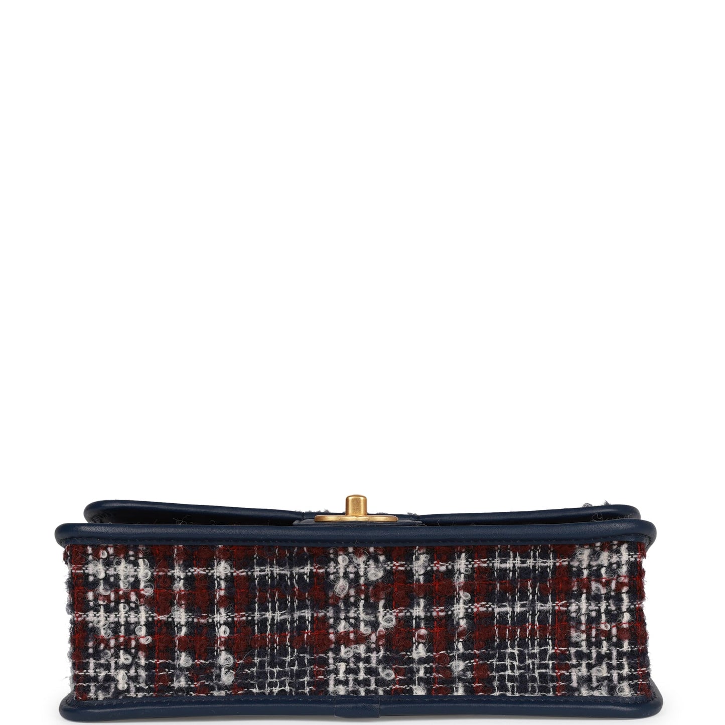 Chanel Medium School Memory Flap Bag with Top Handle Navy Multicolor Tweed Aged Gold Hardware