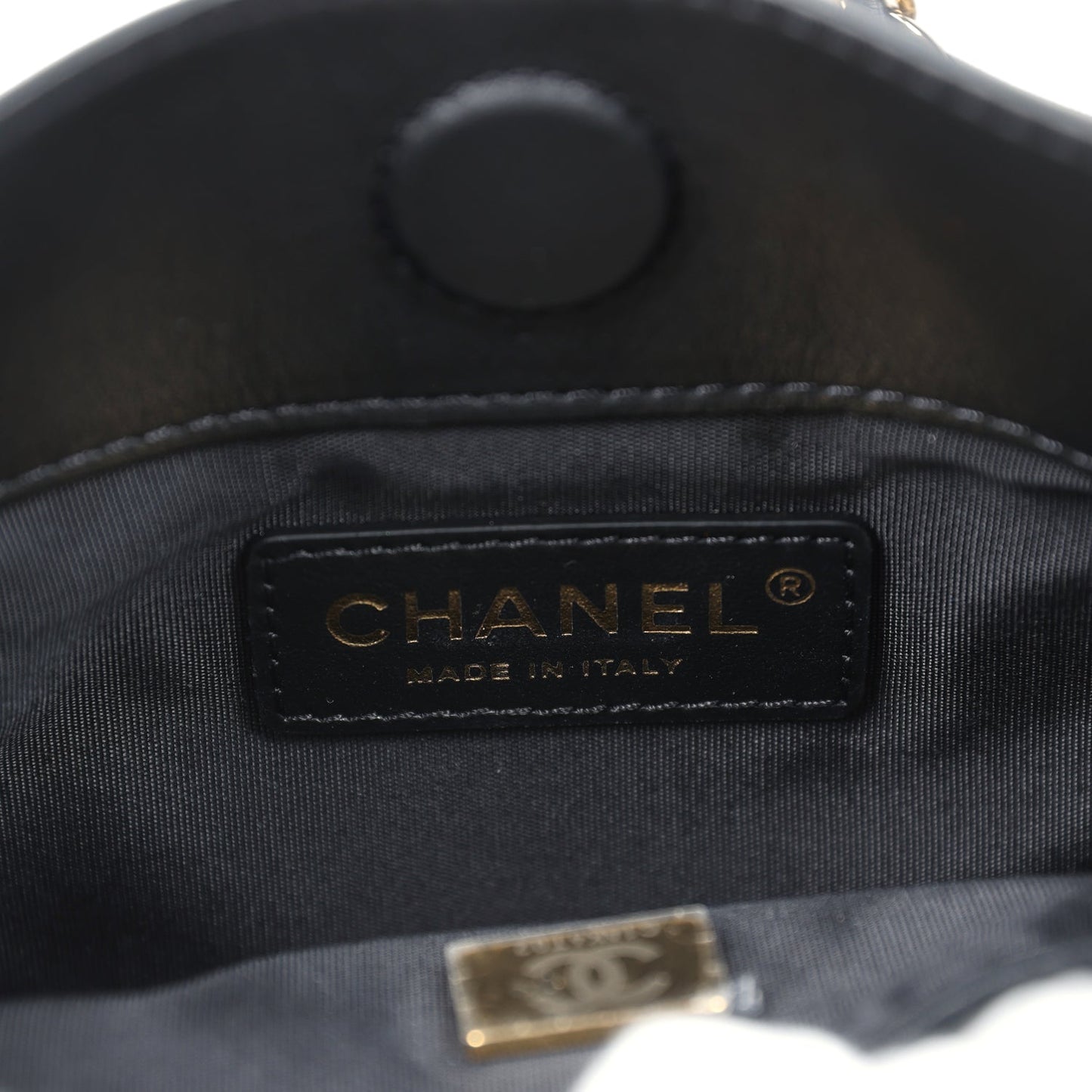 Chanel Small CC Fringe Shopping Bag Black Calfskin Light Gold Hardware