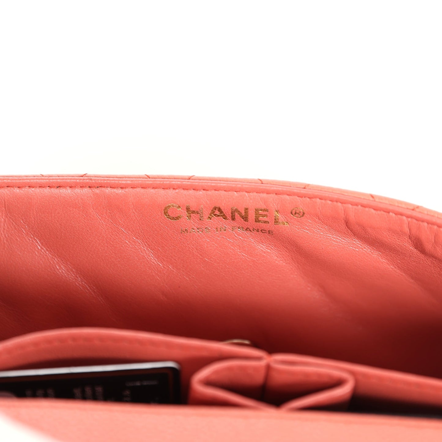 Chanel Classic East West Single Flap Coral Caviar Light Gold Hardware