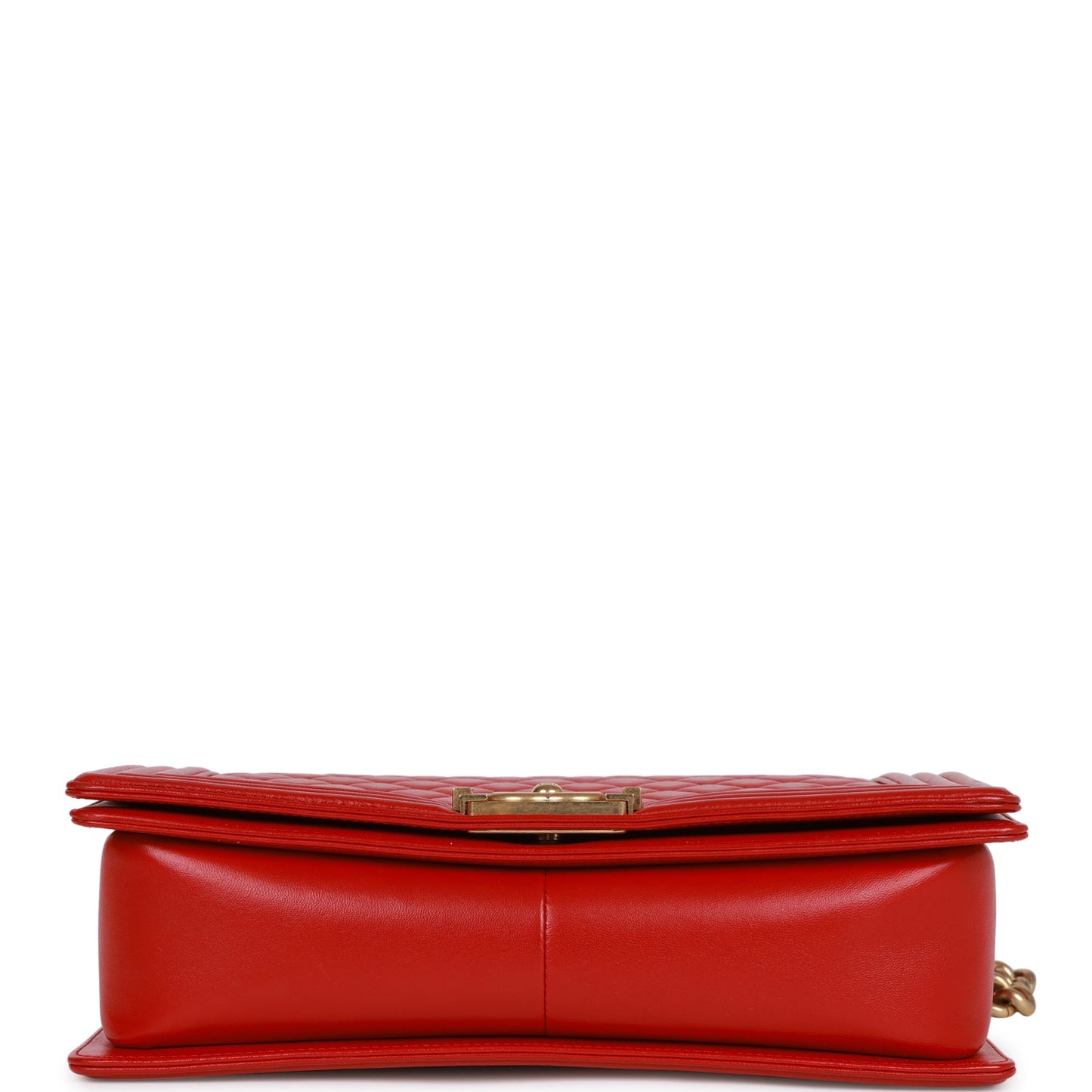 Chanel New Medium Boy Bag Red Lambskin Antique Gold Hardware