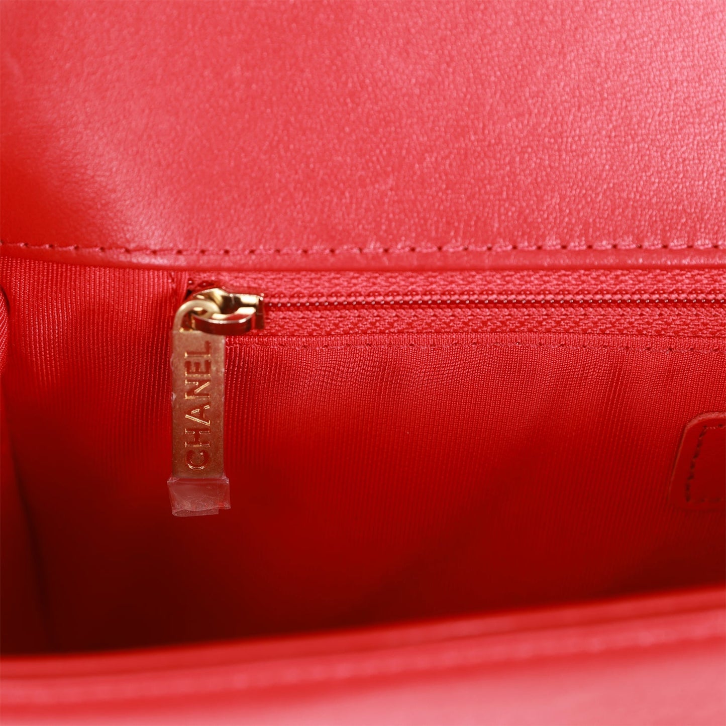 Chanel New Medium Boy Bag Red Lambskin Antique Gold Hardware