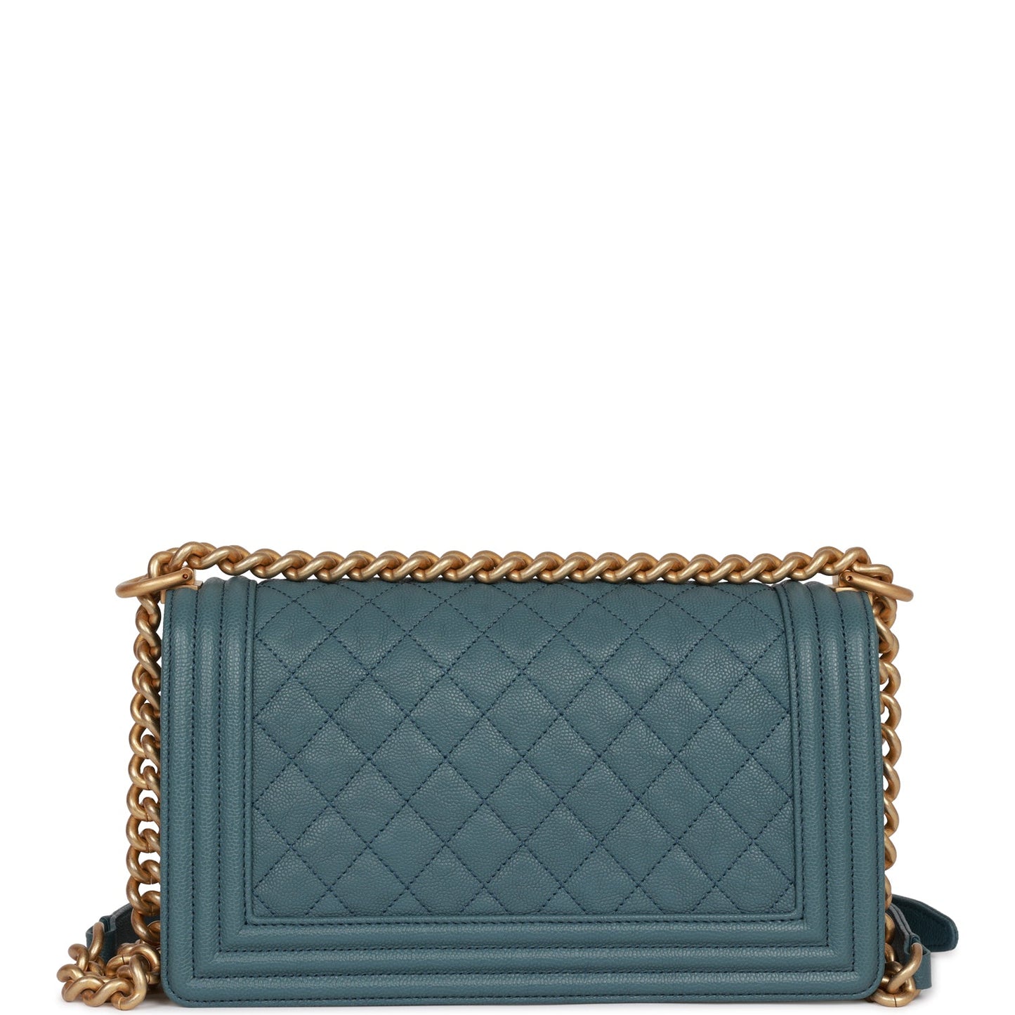 Chanel Medium Boy Bag Blue Caviar Antique Gold Hardware