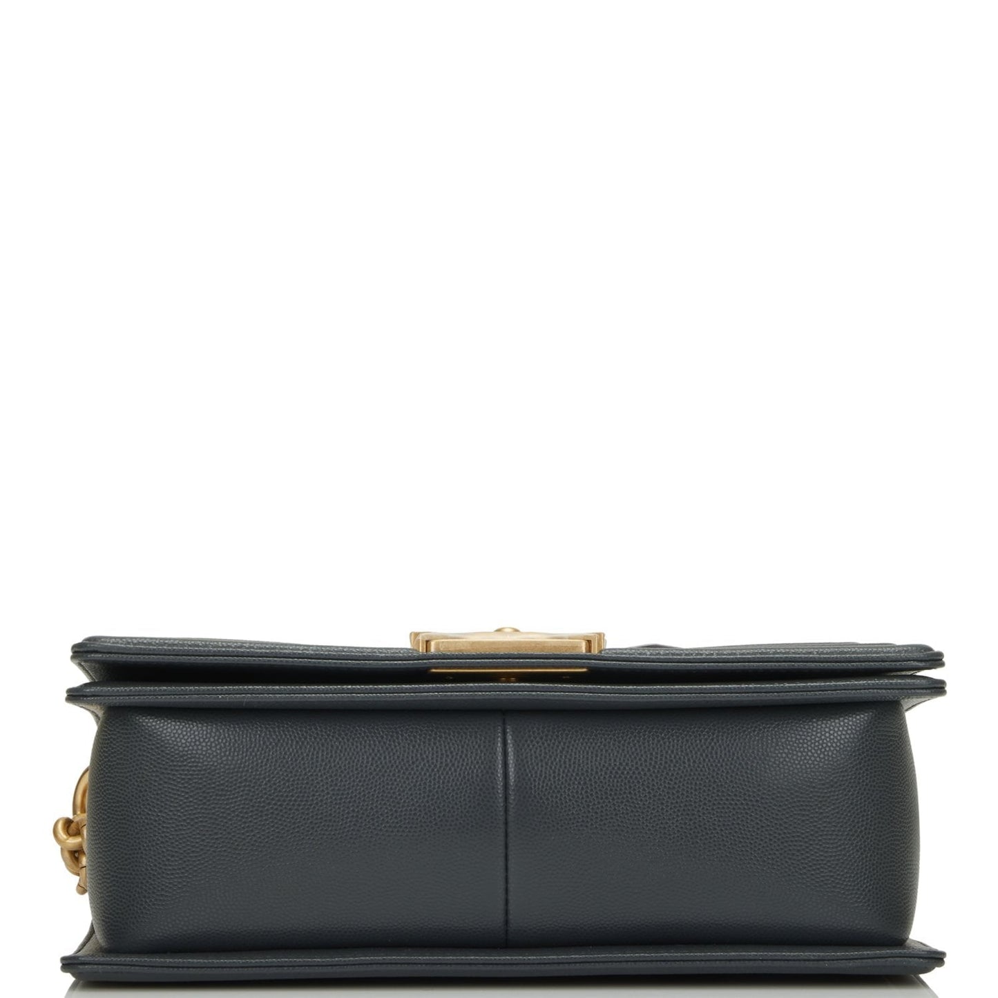 Chanel Medium Boy Bag Dark Grey Chevron Caviar Antique Gold Hardware