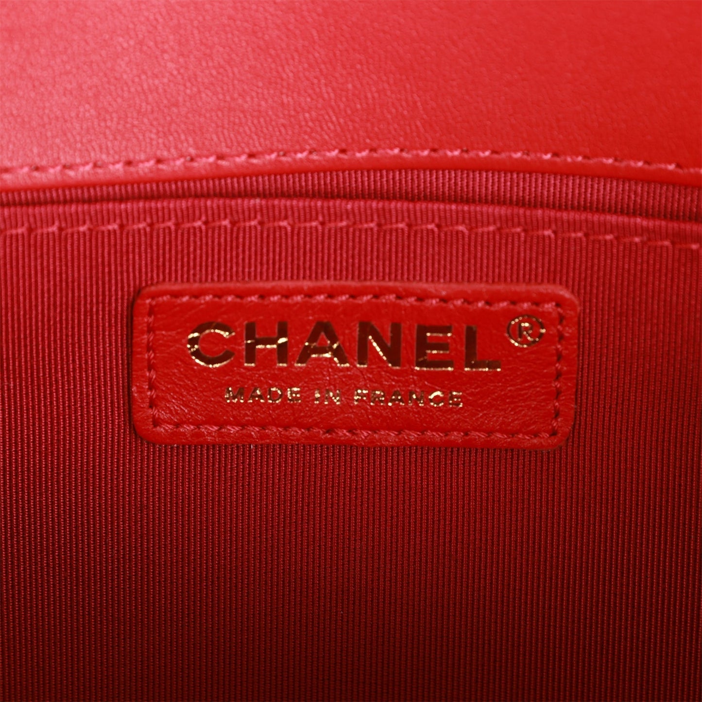 Chanel Medium Boy Bag Red Lambskin Antique Gold Hardware