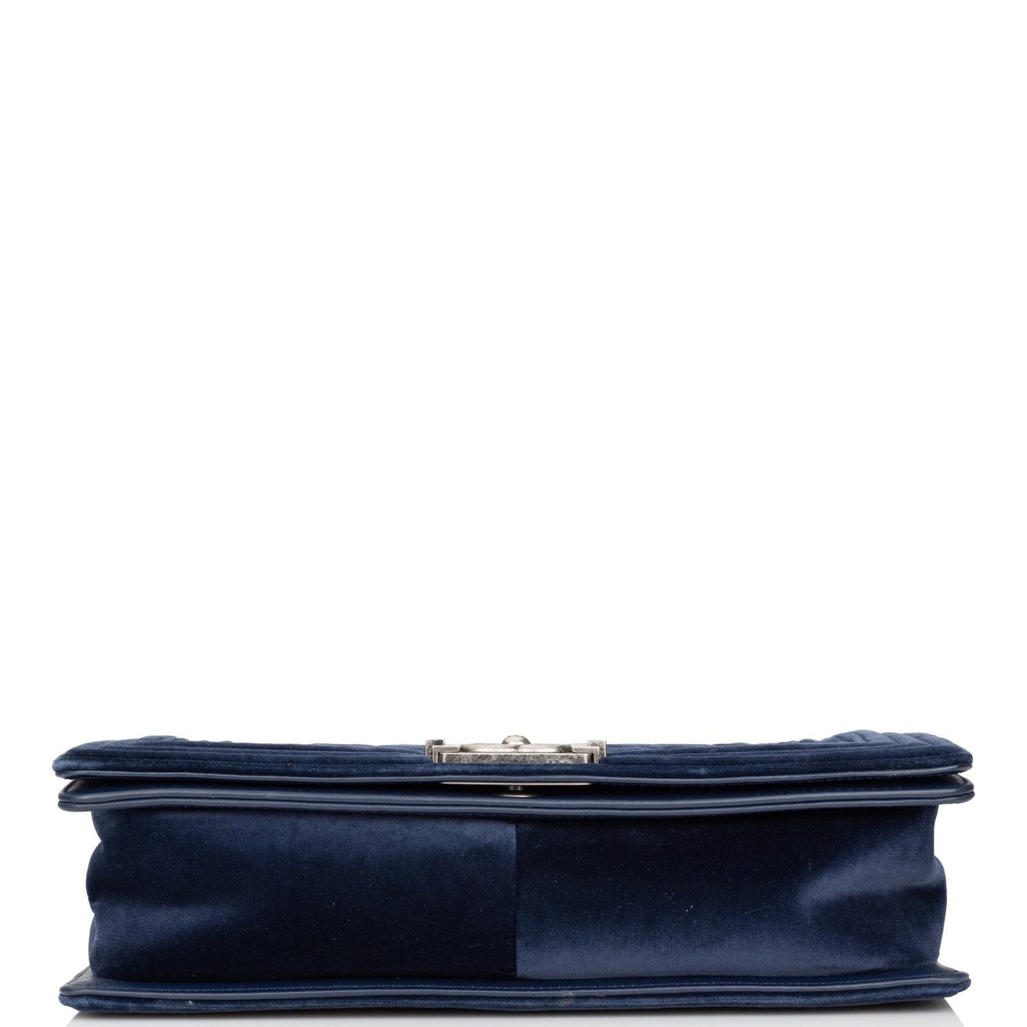 Chanel Large Boy Bag Blue Velvet Ruthenium Hardware