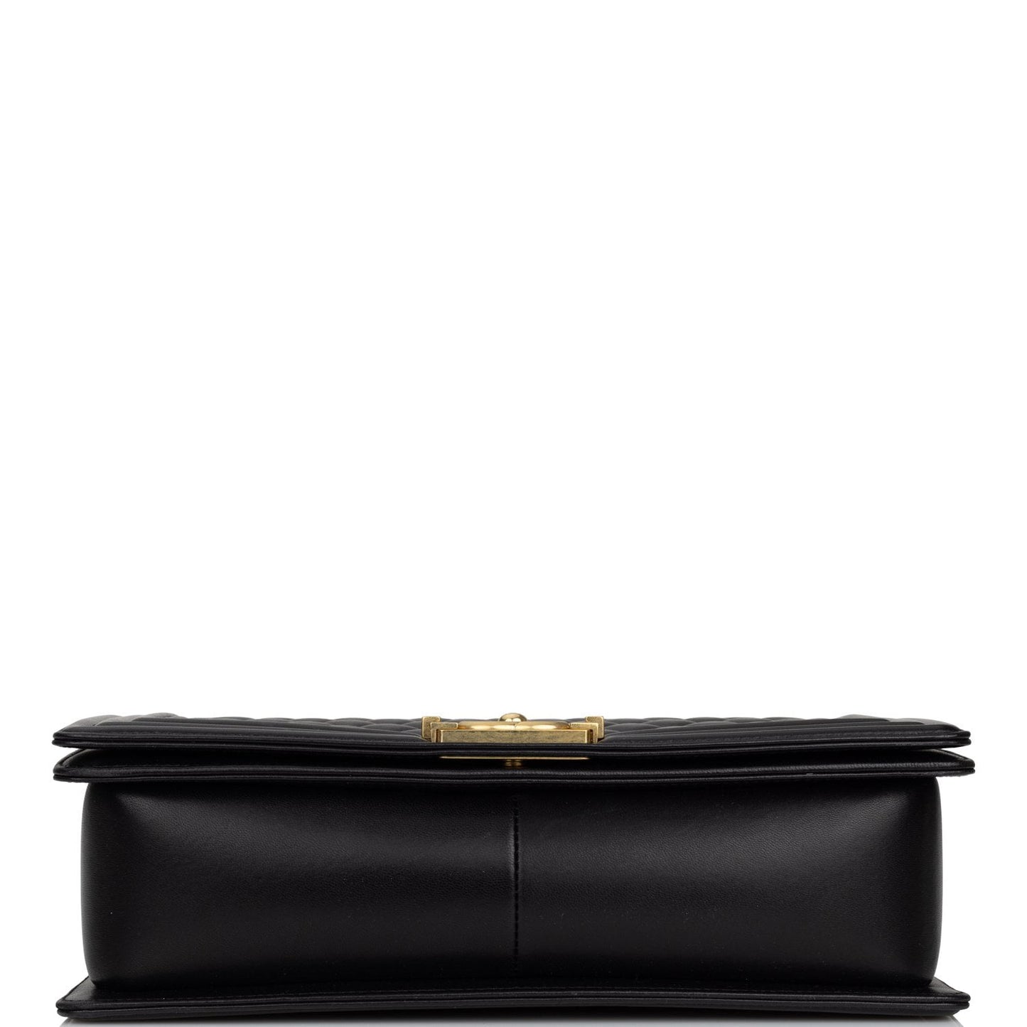 Chanel New Medium Boy Bag Black Lambskin Antique Gold Hardware