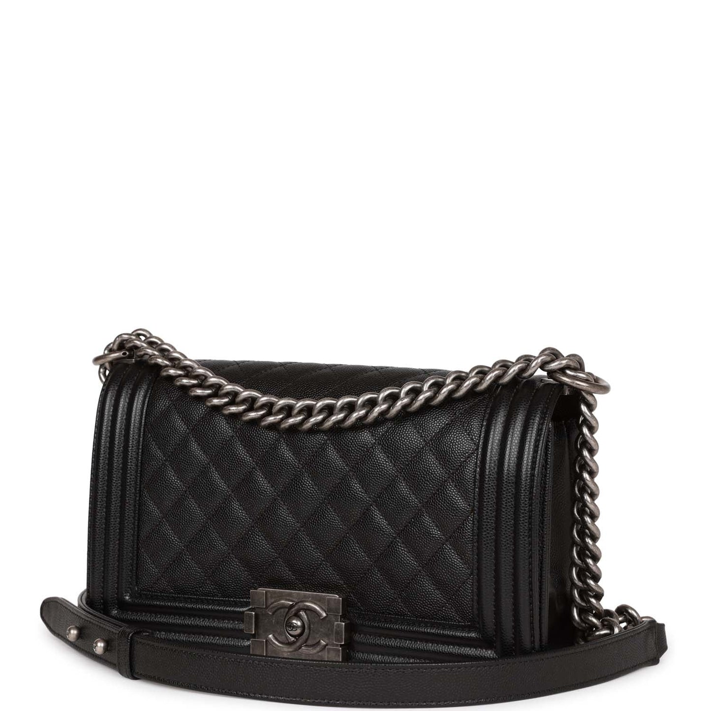 Chanel Medium Boy Bag Black Caviar Ruthenium Hardware