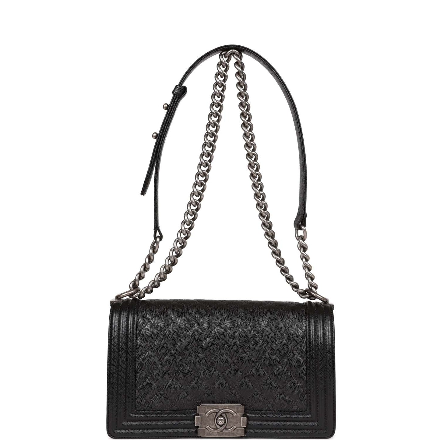 Chanel Medium Boy Bag Black Caviar Ruthenium Hardware