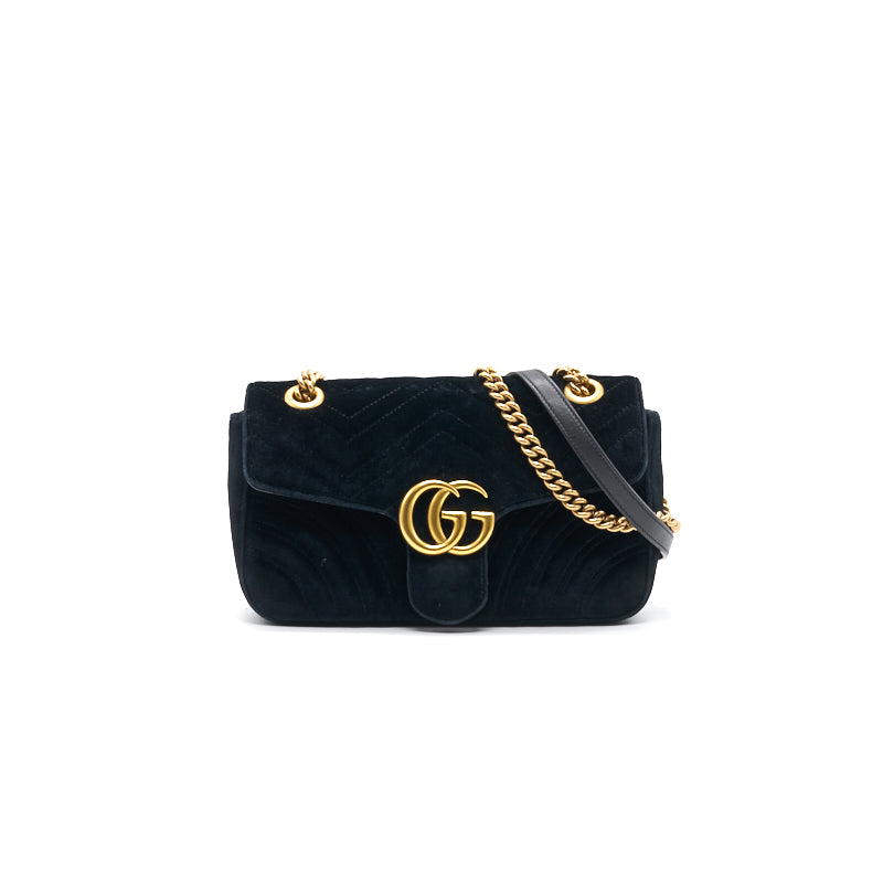 GUCCI SMALL VELVET MARMONT BLACK 26CM