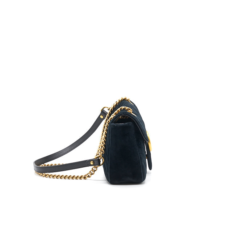 GUCCI SMALL VELVET MARMONT BLACK 26CM