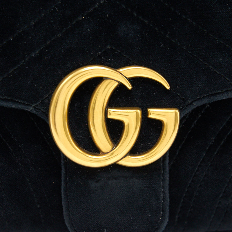 GUCCI SMALL VELVET MARMONT BLACK 26CM