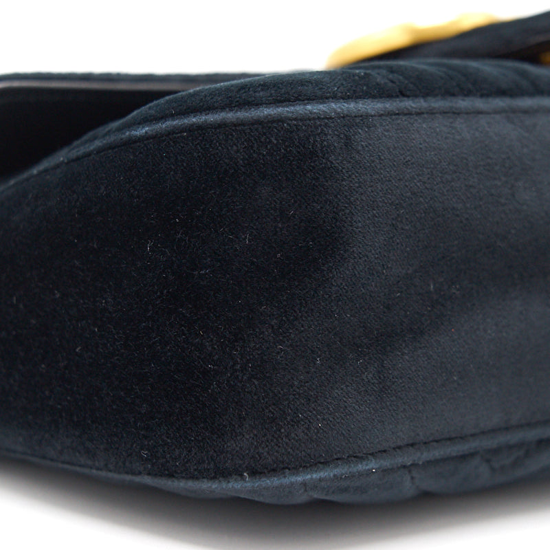 GUCCI SMALL VELVET MARMONT BLACK 26CM
