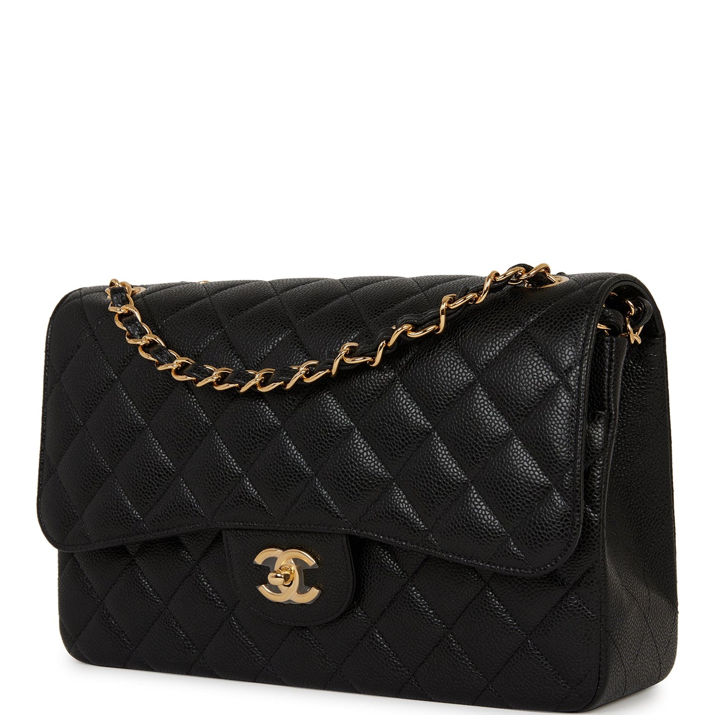 Chanel Jumbo Classic Double Flap Bag Black Caviar Gold Hardware