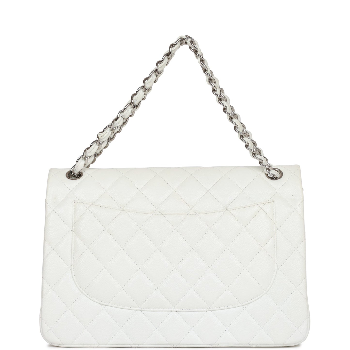 Chanel Jumbo Classic Double Flap Bag White Caviar Silver Hardware