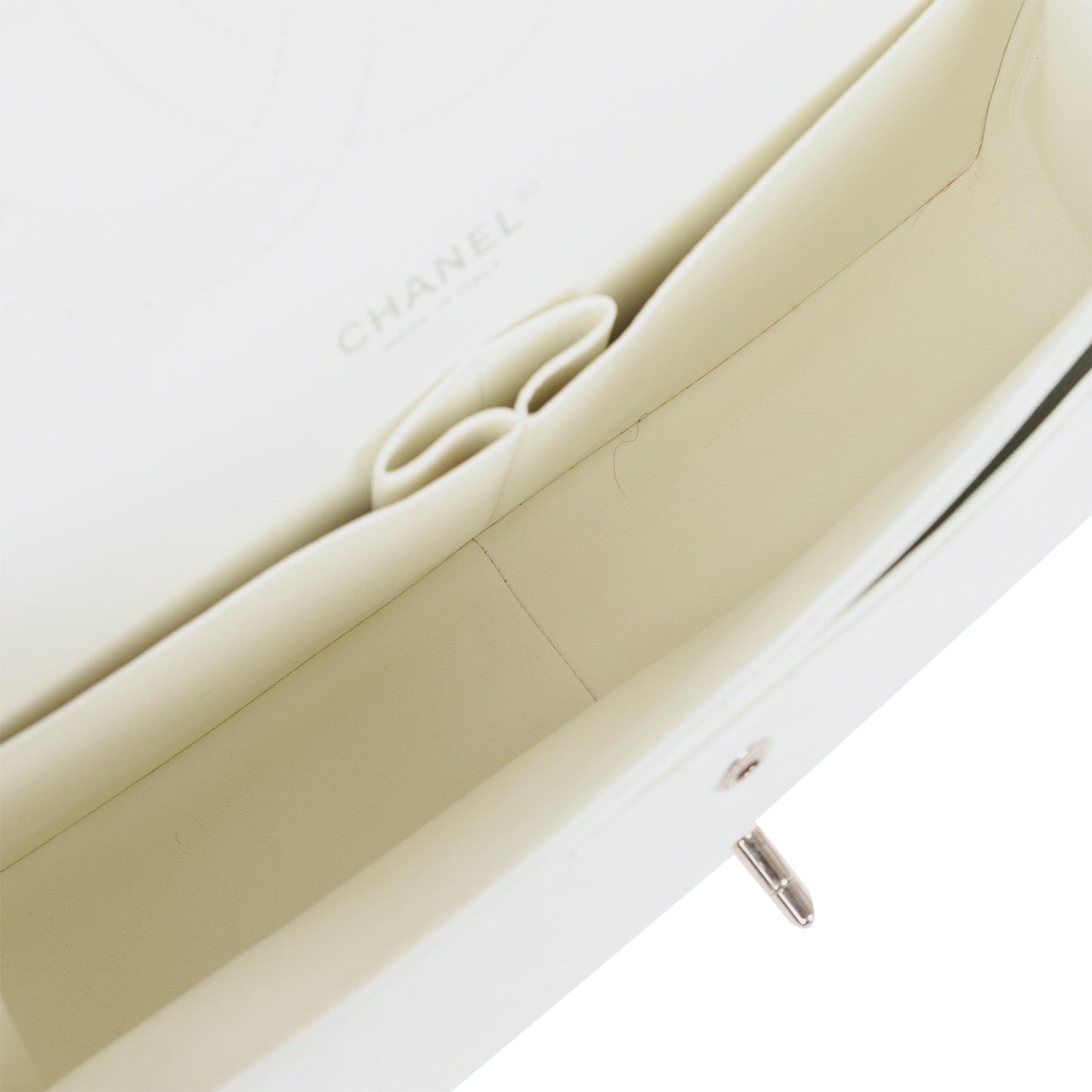 Chanel Jumbo Classic Double Flap Bag White Caviar Silver Hardware