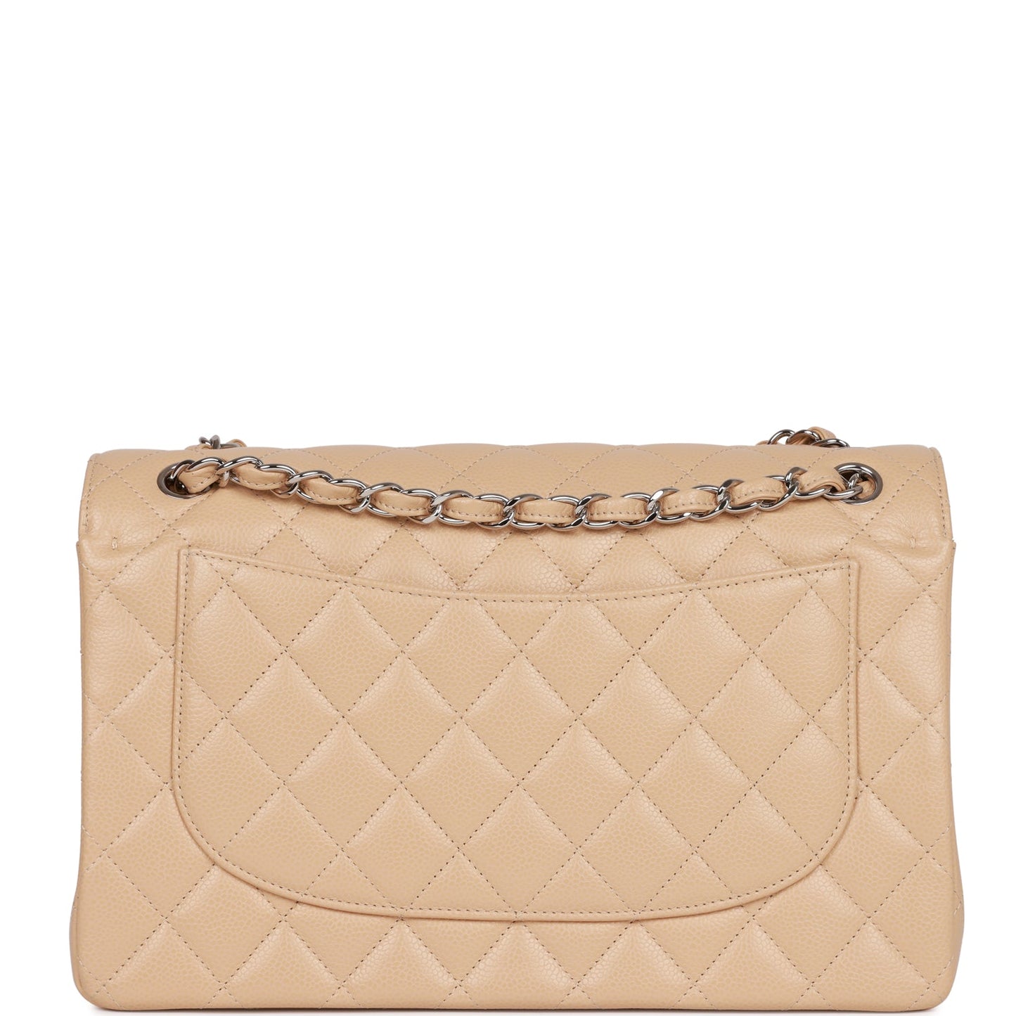 Chanel Jumbo Classic Double Flap Bag Beige Caviar Silver Hardware