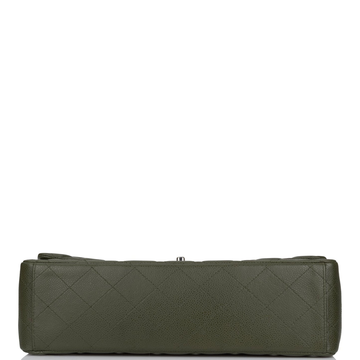 Chanel Maxi Classic Double Flap Bag Dark Green Caviar Silver Hardware