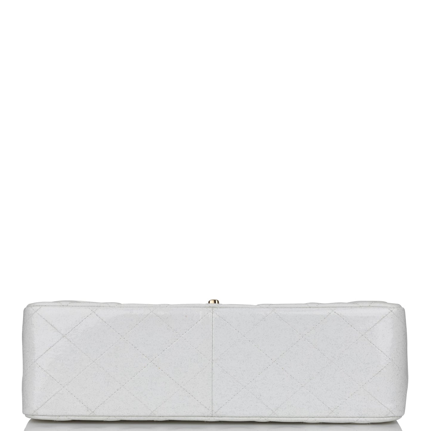 Chanel Jumbo Classic Single Flap Bag White Glitter Patent Leather Gold Hardware