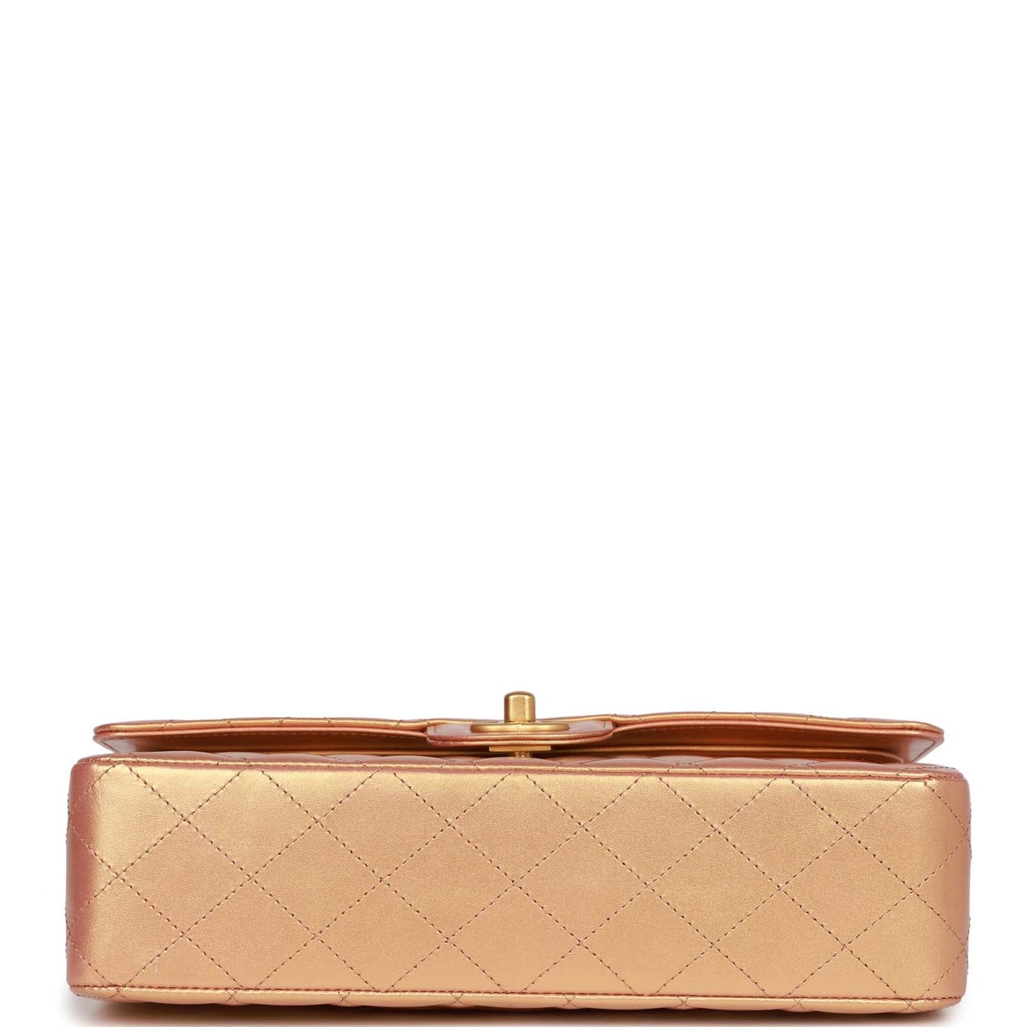 Chanel Medium Classic Double Flap Bag Metallic Iridescent Gold Calfskin Antique Gold Hardware