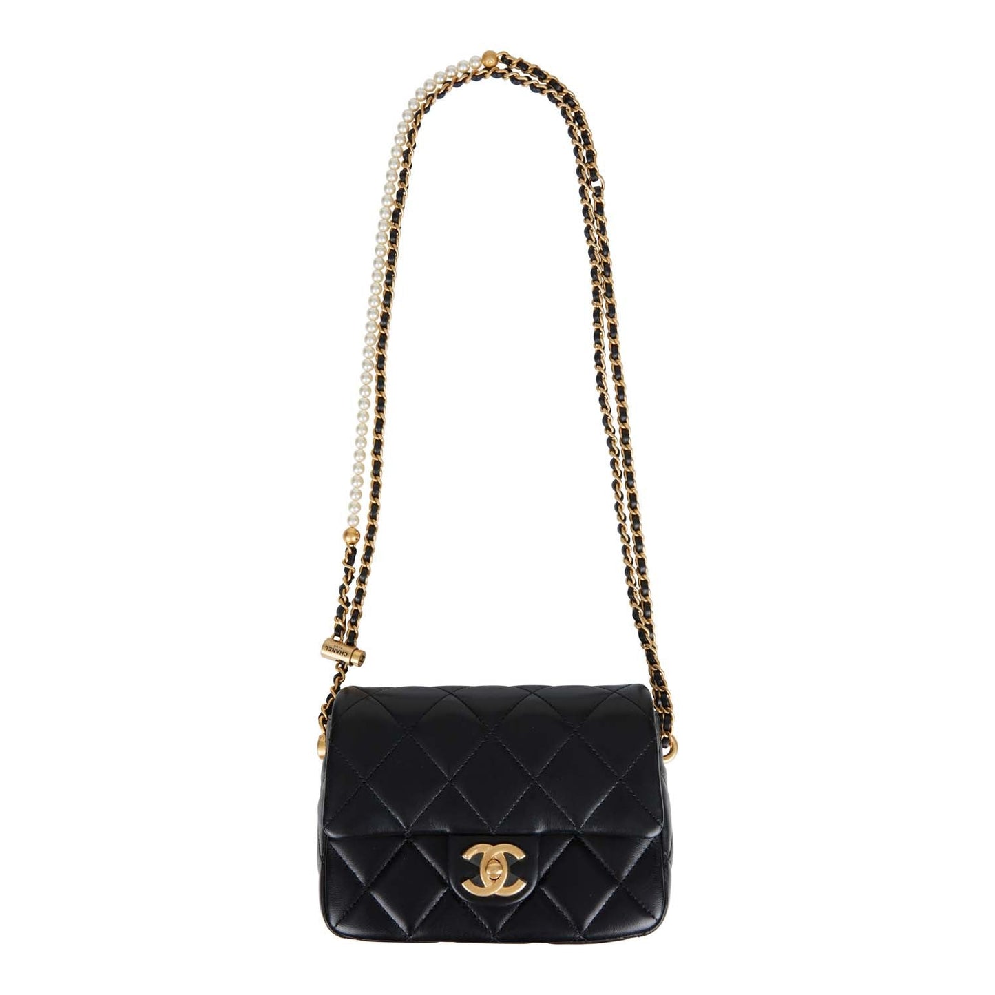Chanel Mini My Perfect Flap Bag Black Lambskin Antique Gold Hardware