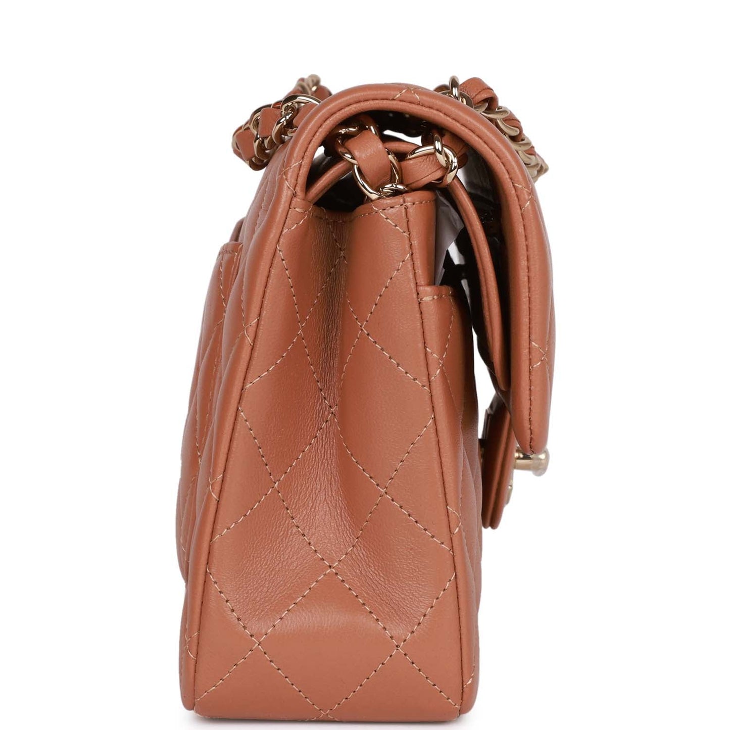 Chanel Small Classic Double Flap Bag Caramel Brown Lambskin Light Gold Hardware