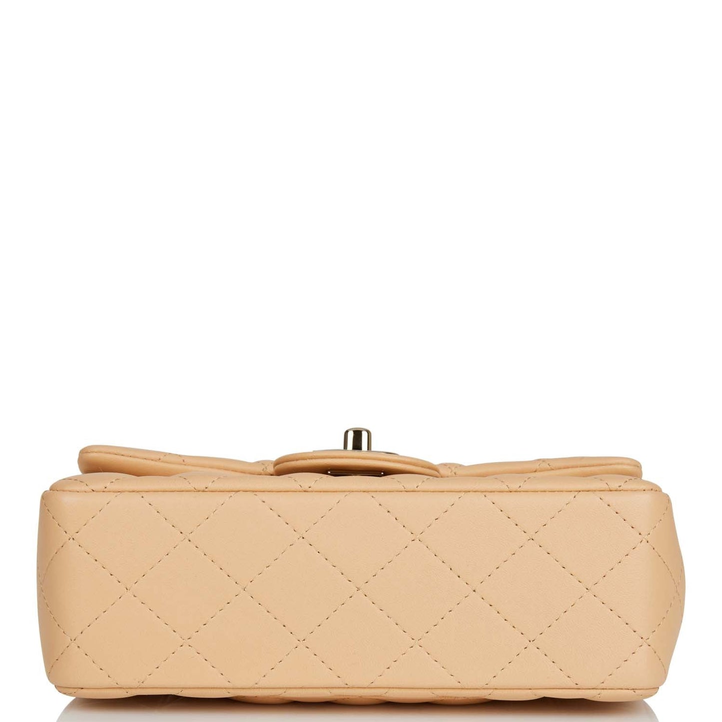 Chanel Mini Rectangular Flap Bag Beige Lambskin Light Gold Hardware
