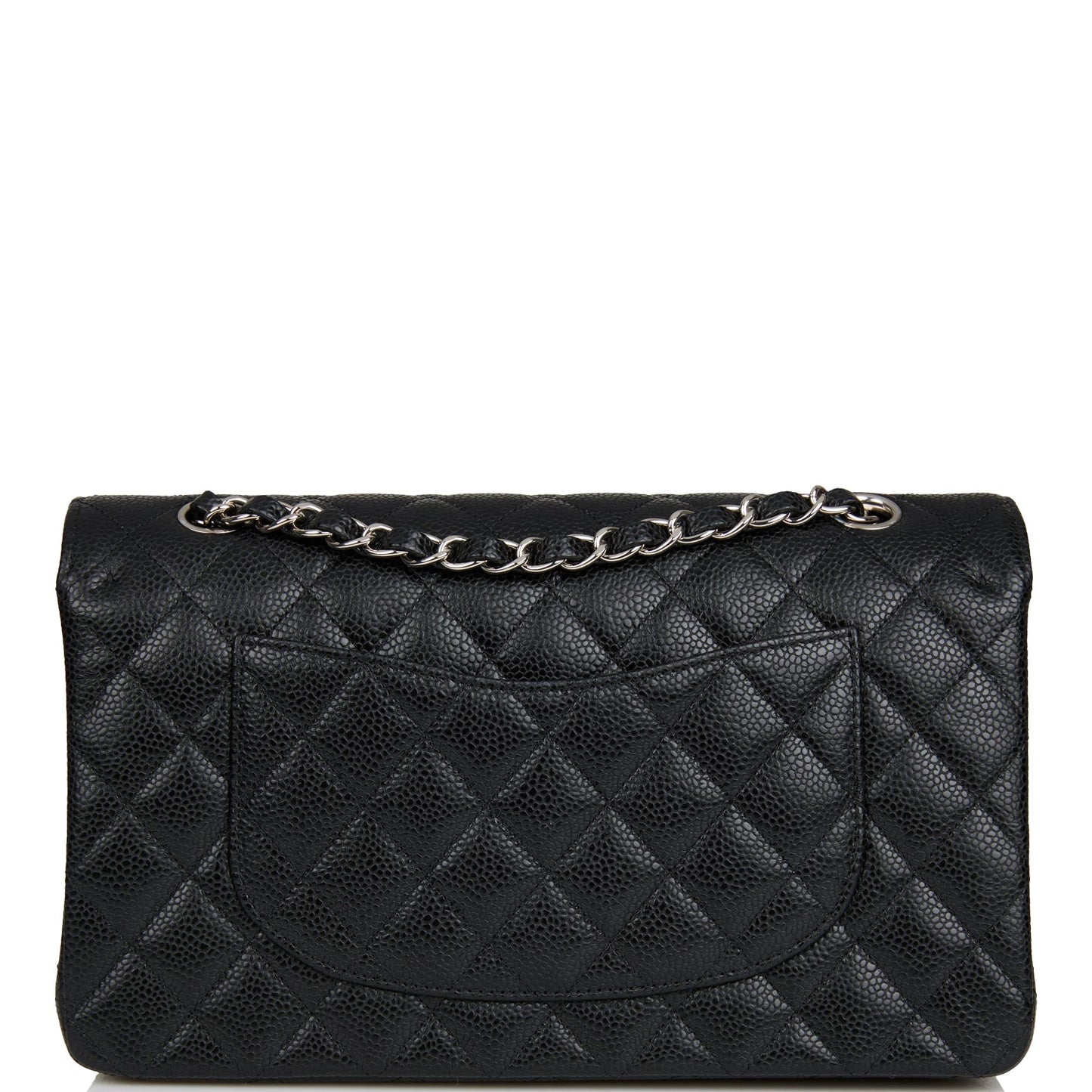 Chanel Medium Classic Double Flap Bag Black Quilted Caviar Silver Hardware