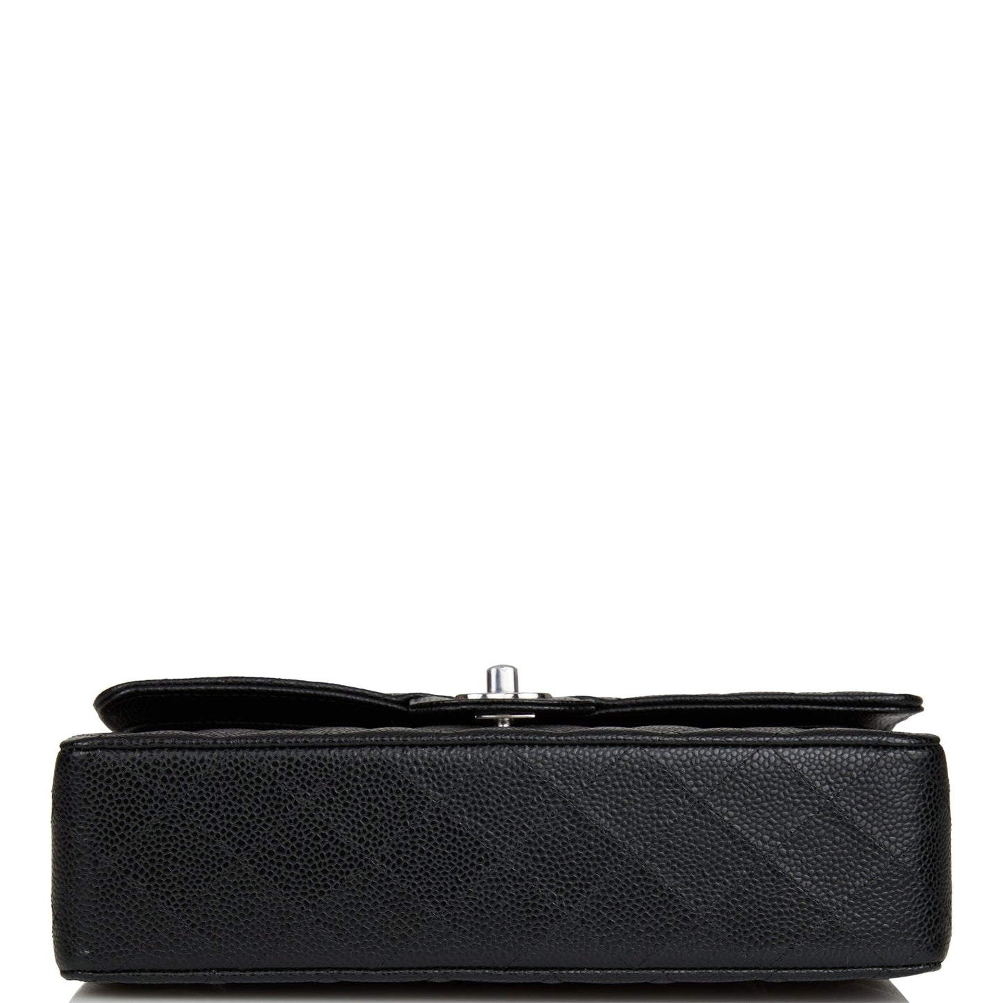 Chanel Medium Classic Double Flap Bag Black Quilted Caviar Silver Hardware