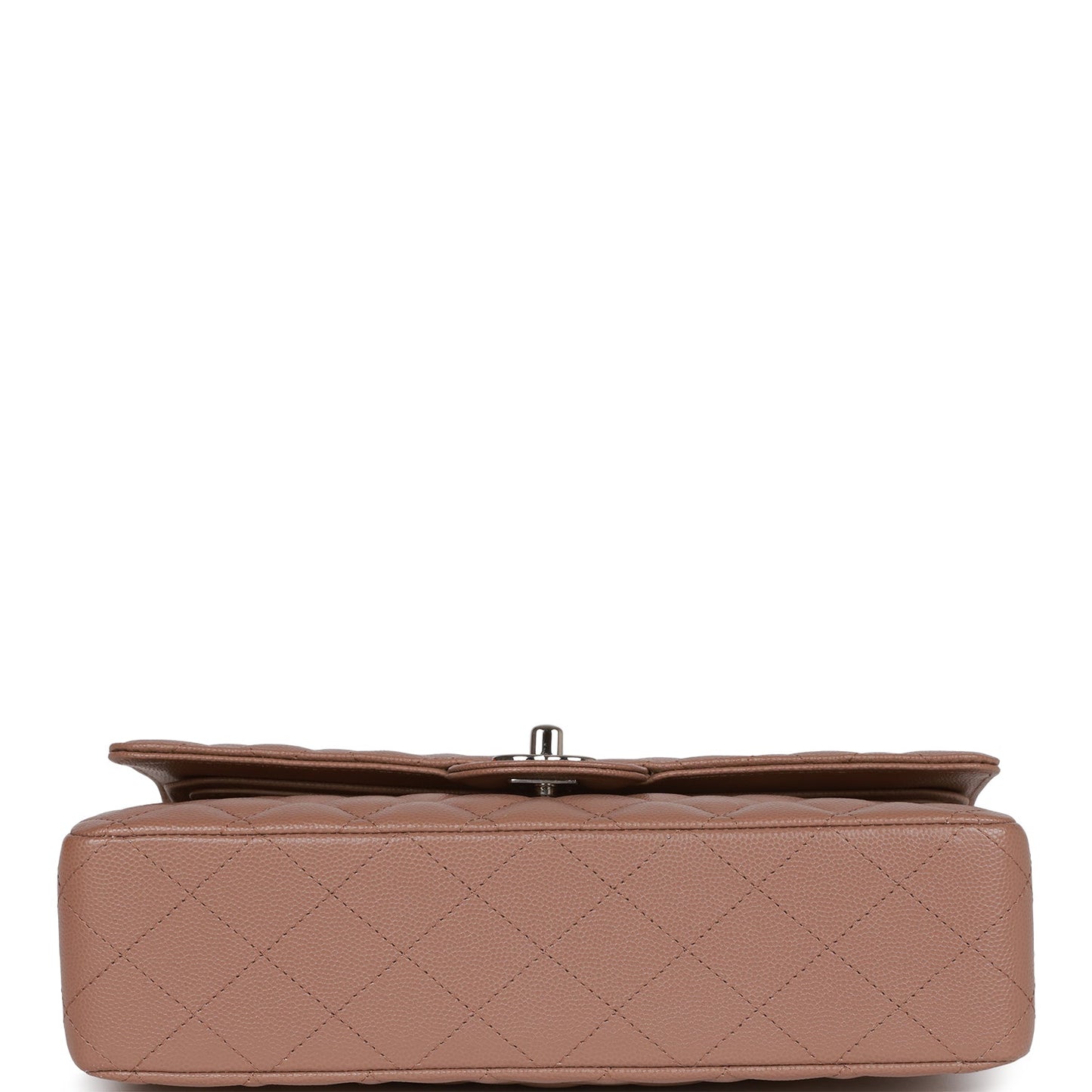 Chanel Medium Classic Double Flap Bag Beige Caviar Silver Hardware