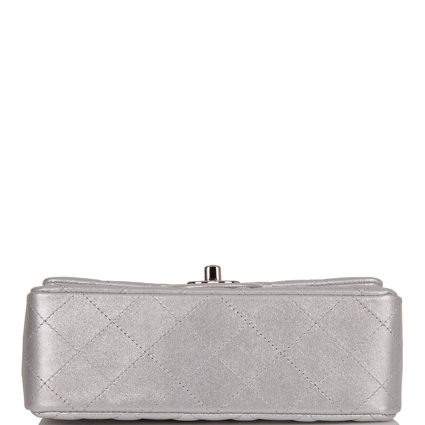 Chanel Mini Rectangular Flap Bag Silver Iridescent Lambskin Silver Hardware