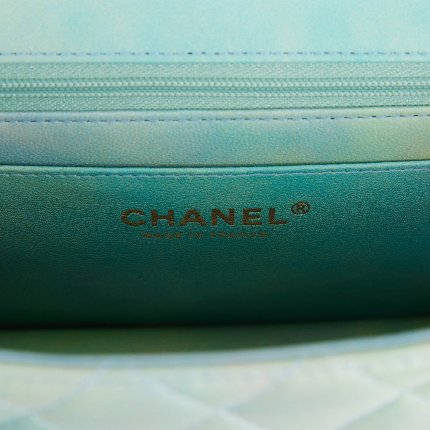 Chanel Mini Rectangular Flap Bag with Top Handle Green Ombre Lambskin Antique Gold Hardware