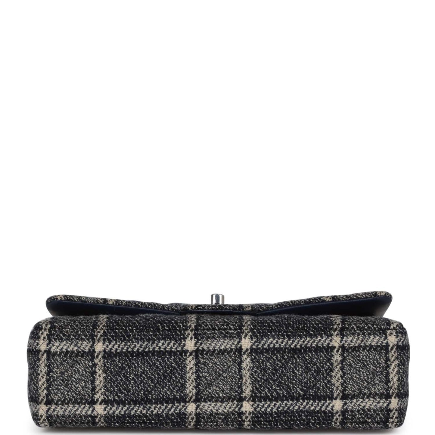 Chanel Medium Classic Double Flap Bag Navy Tweed Silver Hardware