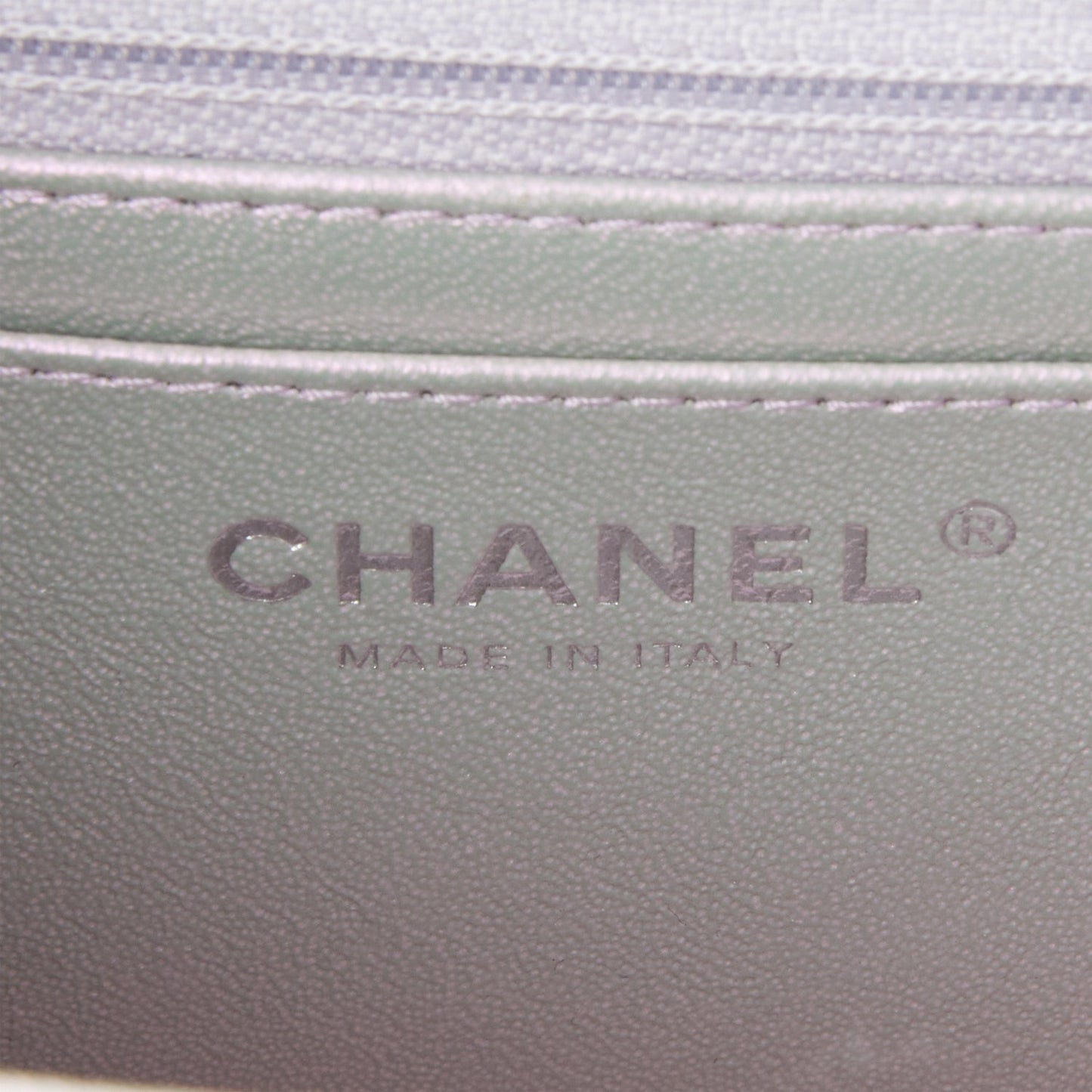 Chanel Mini Rectangular Flap Bag Purple Iridescent Quilted Lambskin Silver Hardware