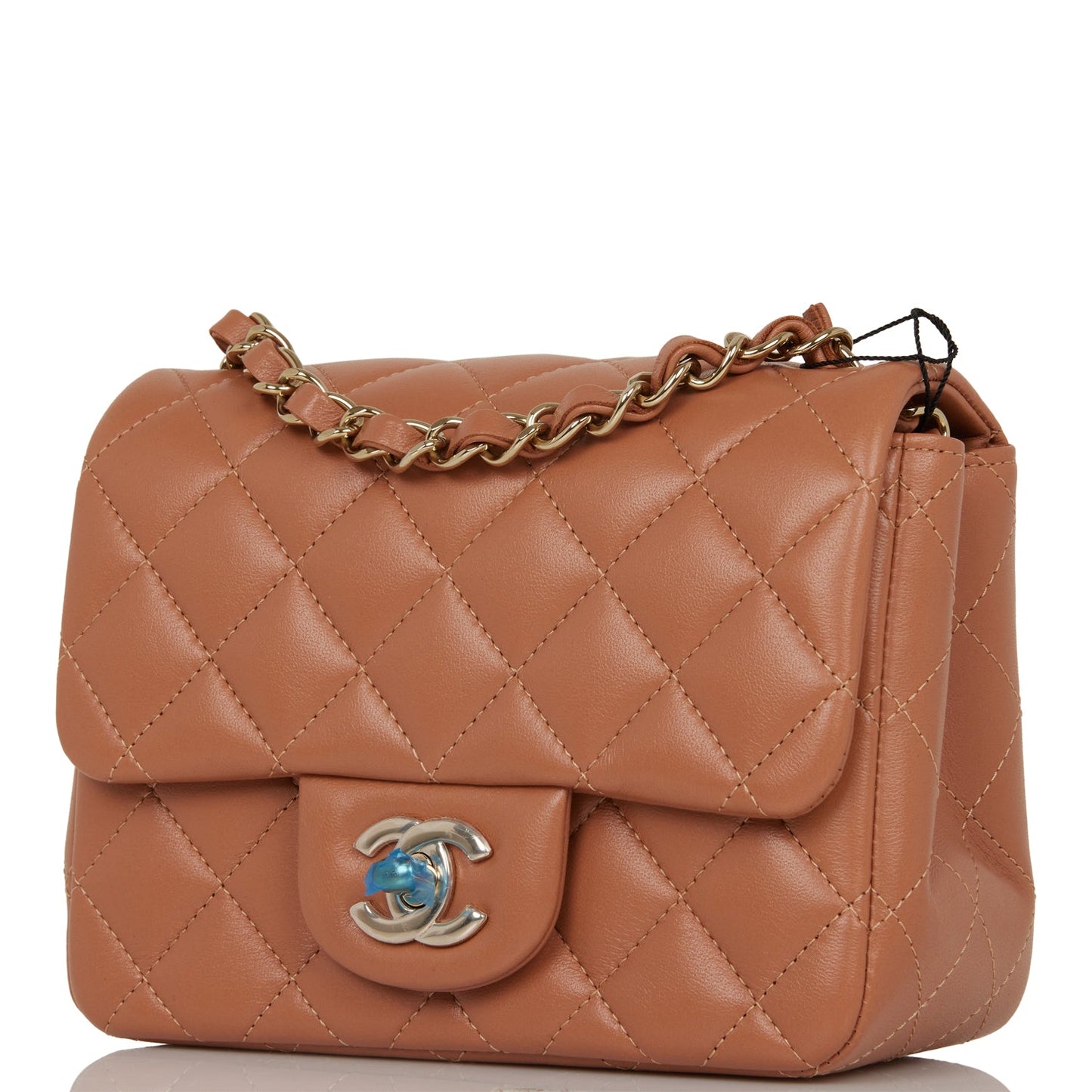 Chanel Mini Square Flap Bag Caramel Lambskin Light Gold Hardware