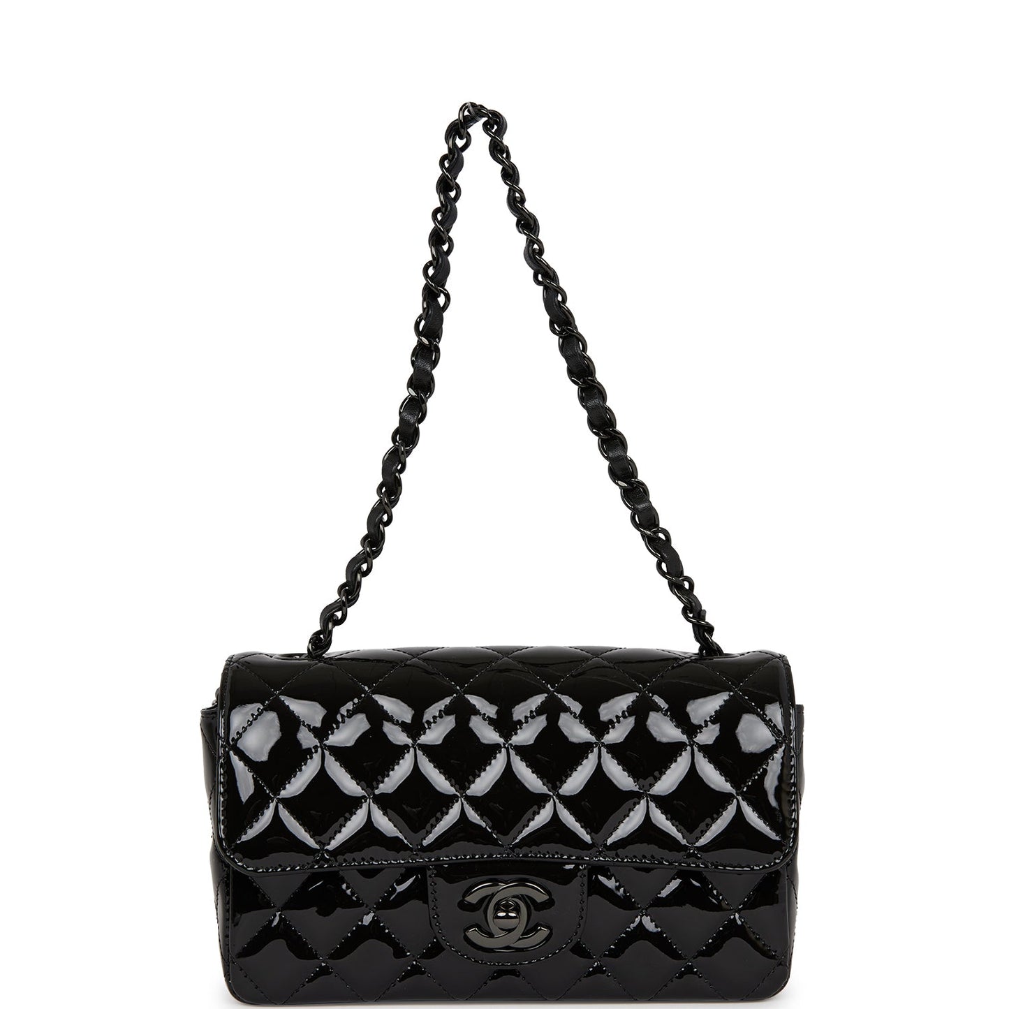 Chanel Mini Rectangular Flap Bag SO Black Patent Black Hardware