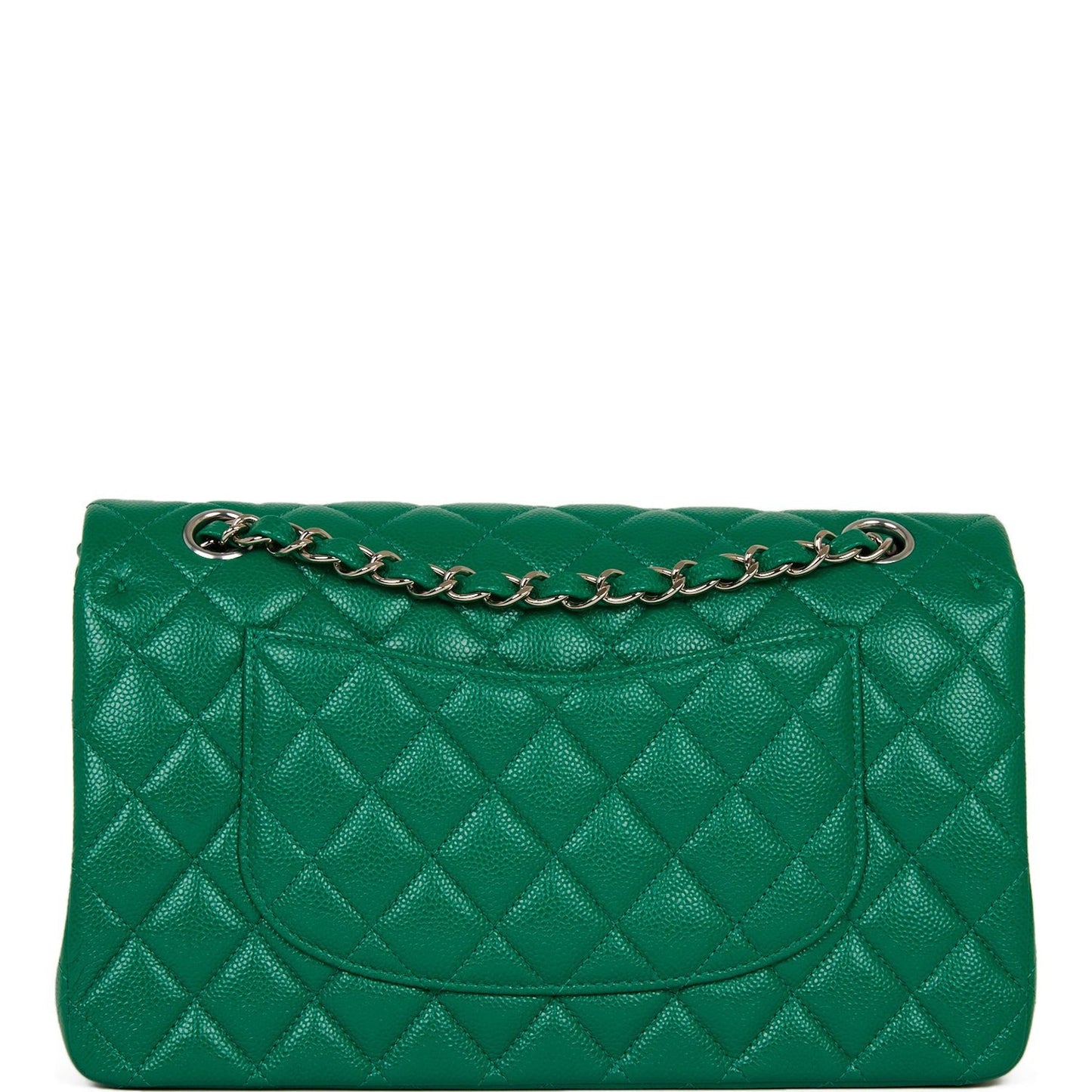 Chanel Medium Classic Double Flap Bag Green Caviar Silver Hardware