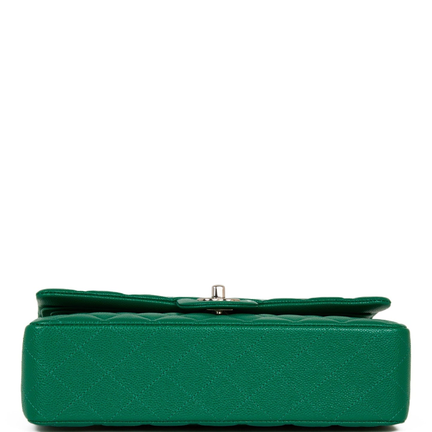 Chanel Medium Classic Double Flap Bag Green Caviar Silver Hardware