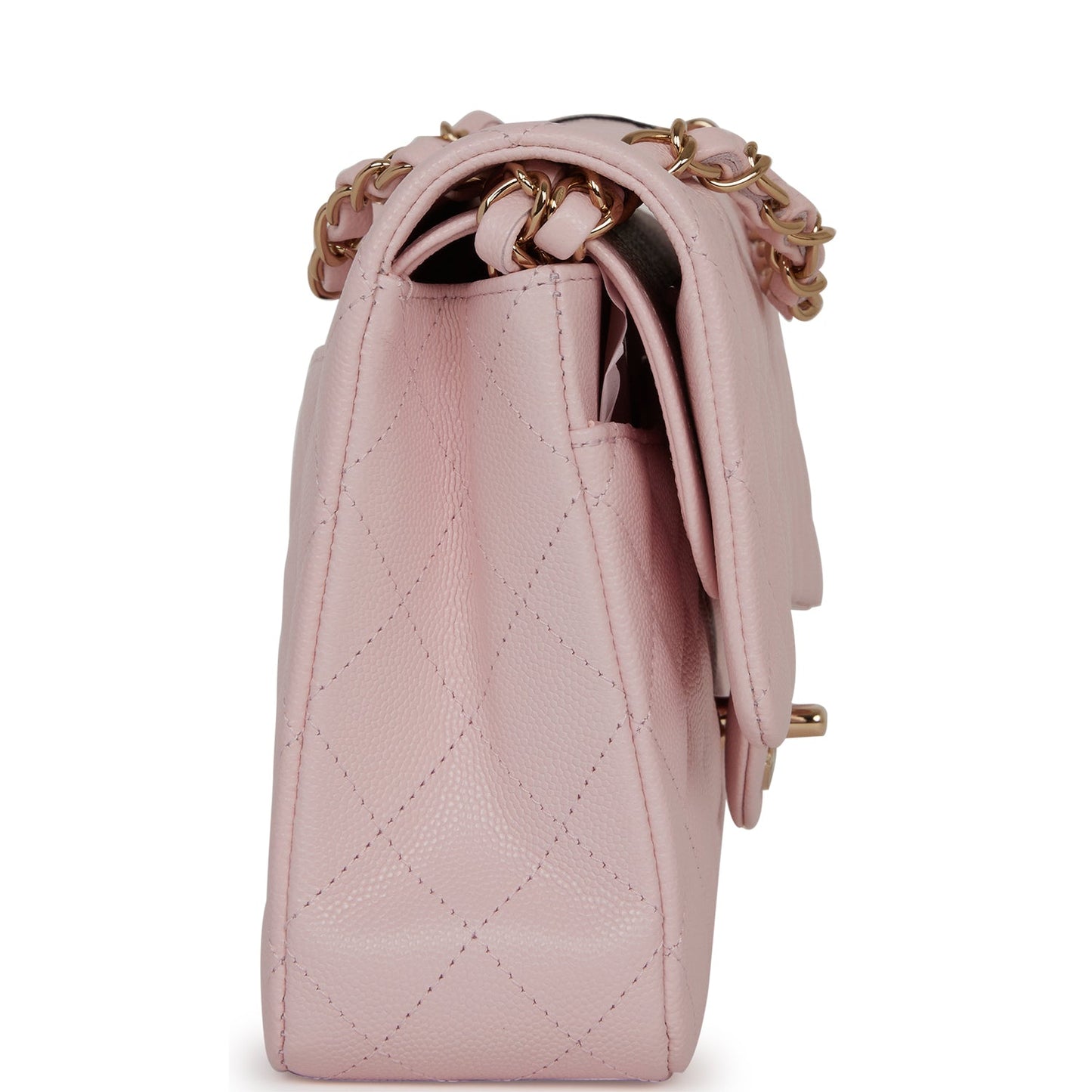 Chanel Medium Classic Double Flap Bag Light Pink Caviar Light Gold Hardware
