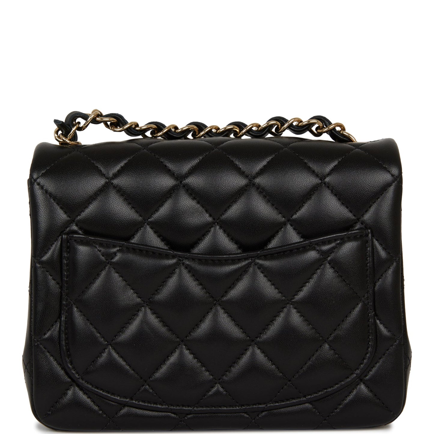 Chanel Mini Square Flap Bag Black Lambskin Light Gold Hardware